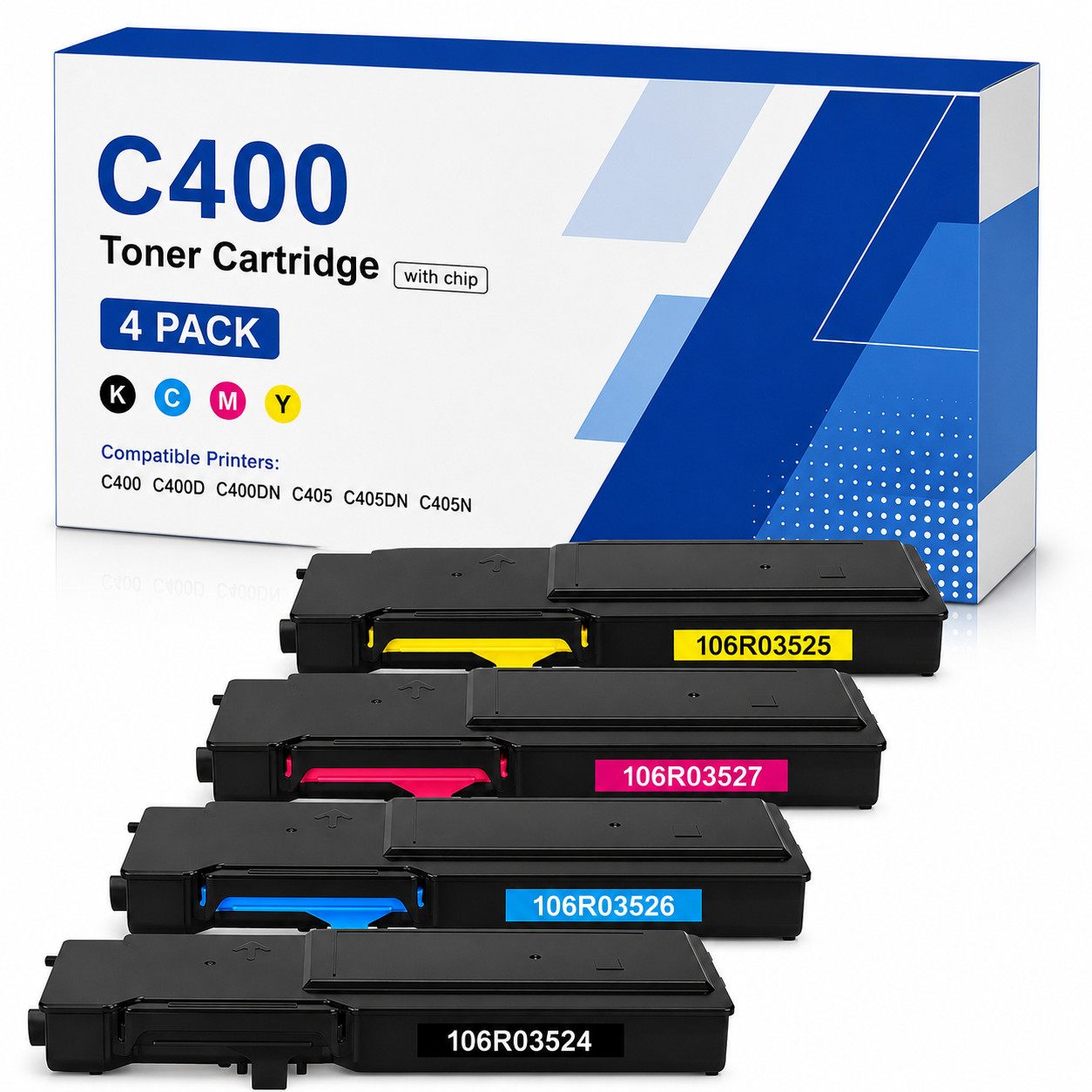 C400 106R03524 4PK BK/C/M/Y Extra High Yield Toner Cartridge Fits C400N C405N