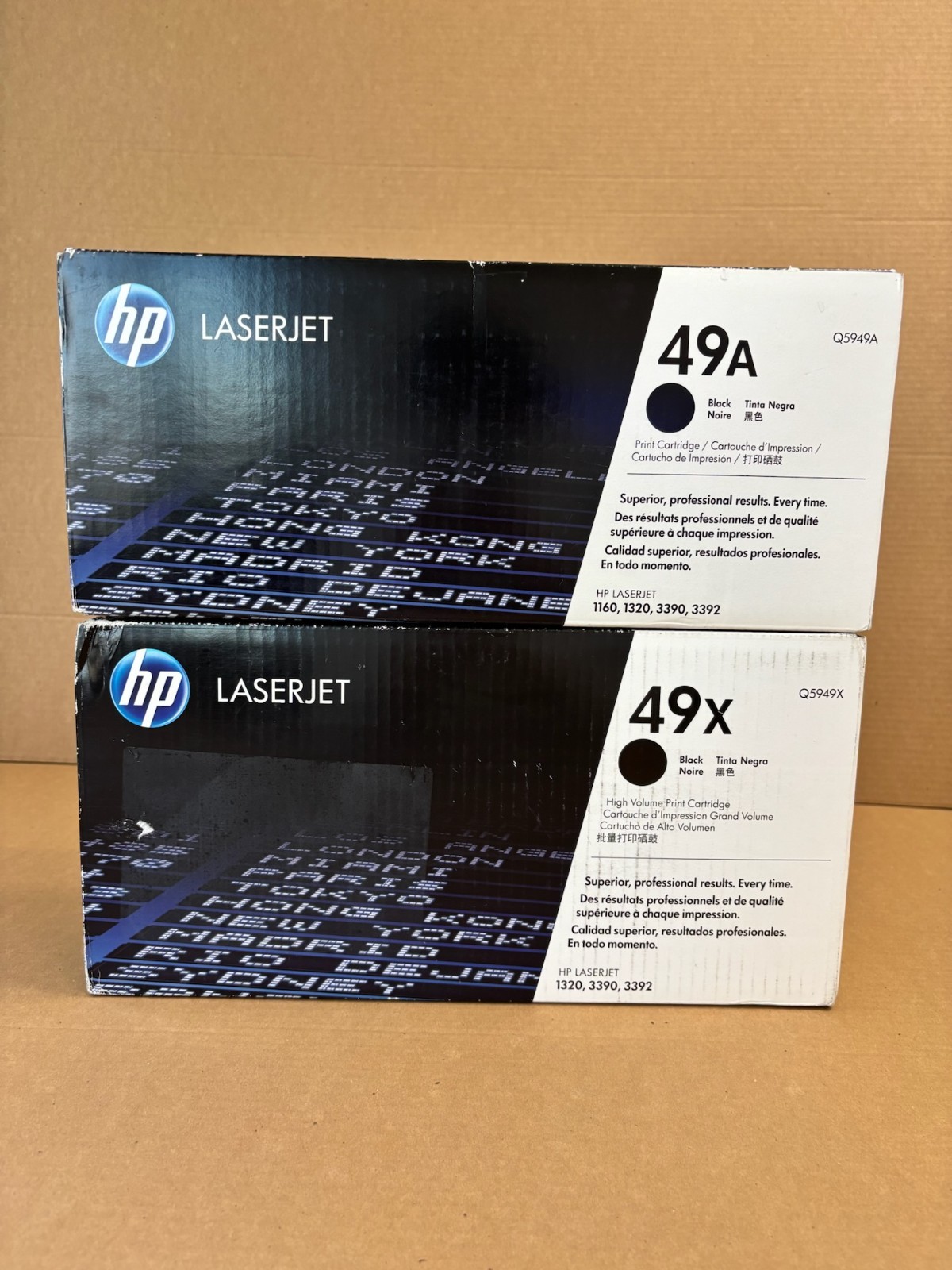 2 Genuine HP 49X, 49A LaserJet 1160, 1320, 3390 Black Toners Q5949A, Q5949X