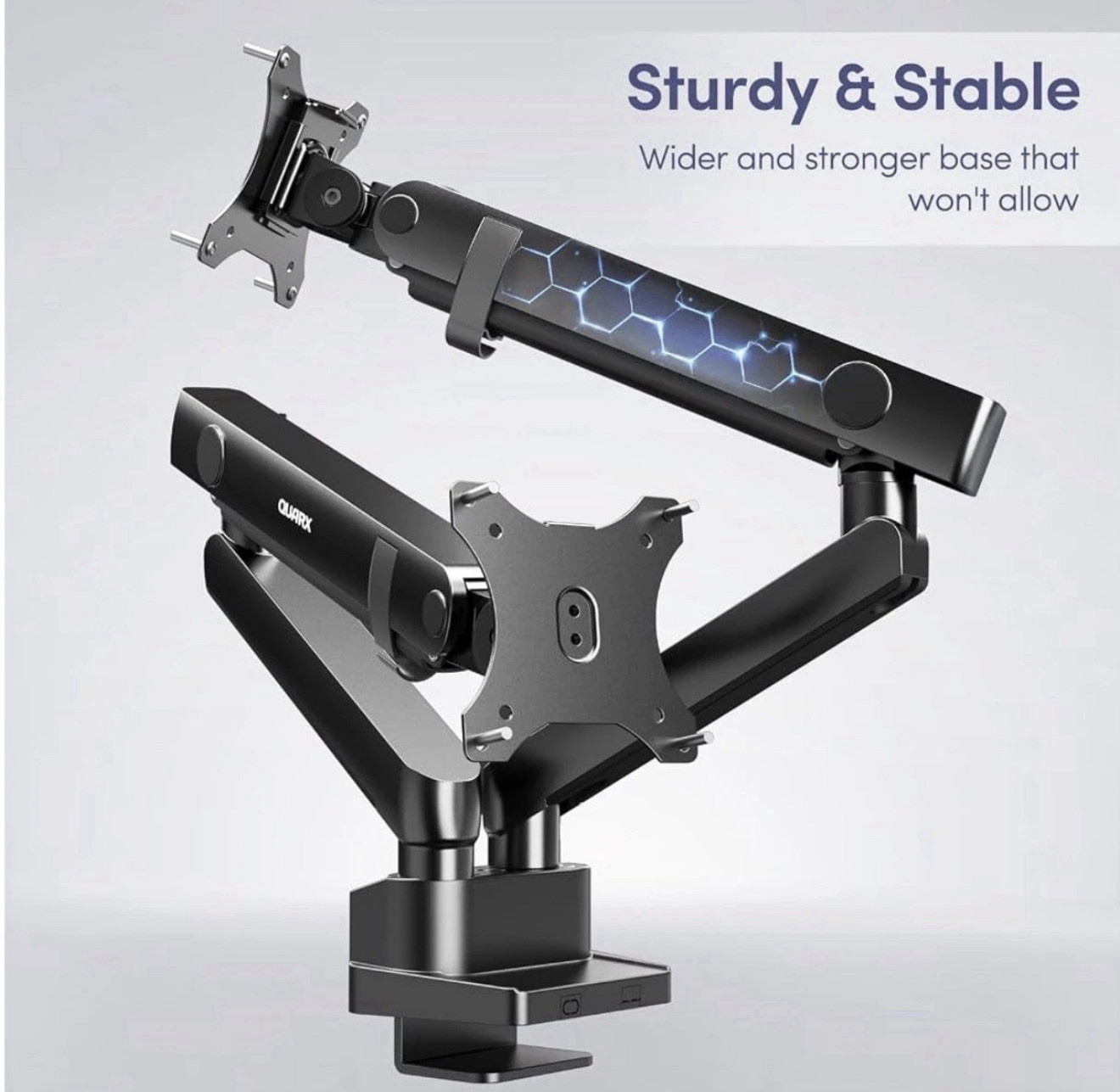 Vesa Compatible Dual Monitor Arm Mount Adjustable 360° Rotation Quarx