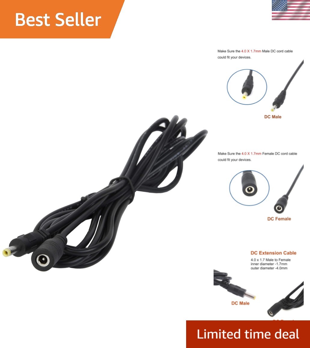 Versatile 10FT DC Power Extension Cable 4.0mm x 1.7mm for Indoor/Outdoor Use