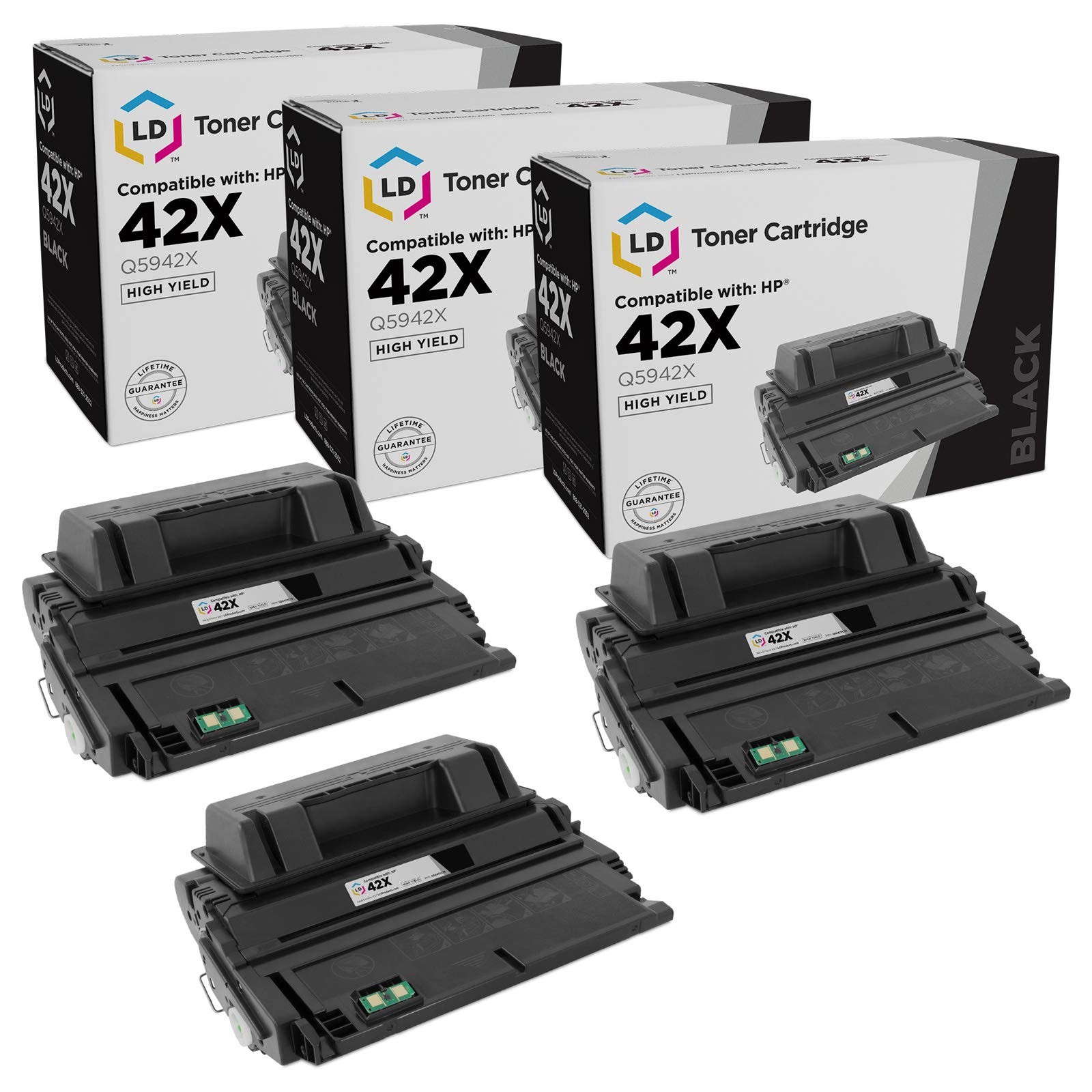 LD Compatible Replacements for HP 42X / Q5942X 3PK HY Black Toner Cartridges