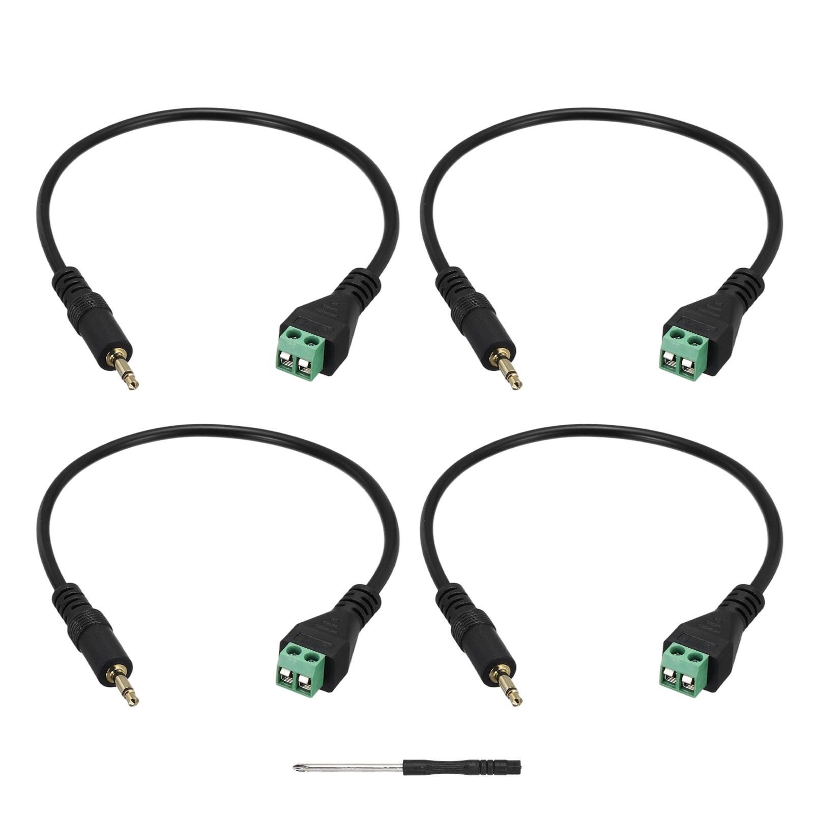 Pack of 4 3.5mm Mono Audio Male Jack to AV 2 Pin Screw Terminal