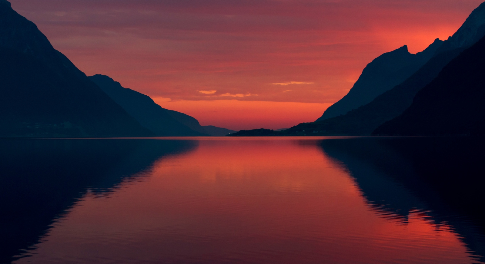 Landscape nature mountains fjord sunset outdoors calm Custom Gaming Mat Desk