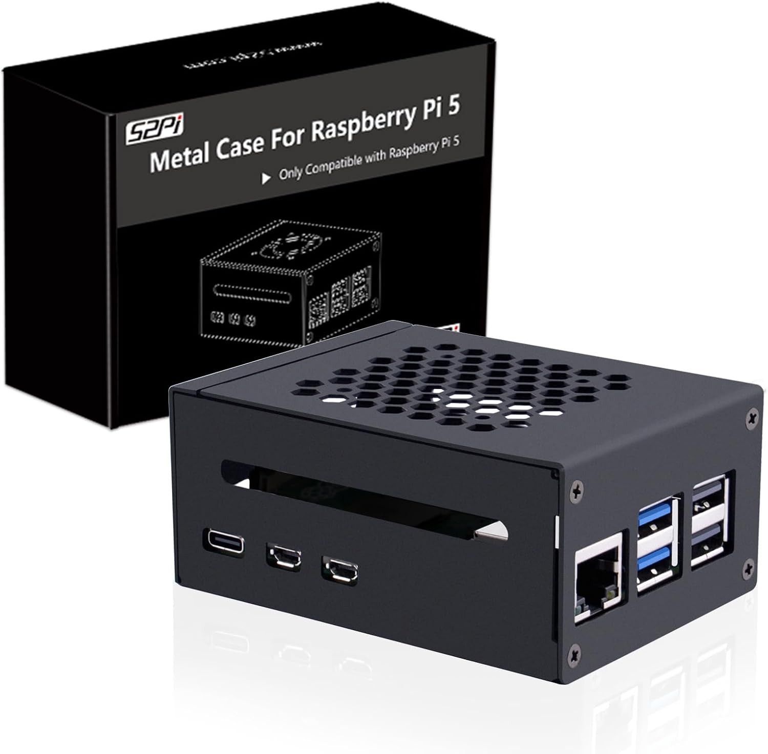Metal Case for Raspberry Pi 5, Support PCIe to M2 NVMe Shield N04/N05/X1000/X100