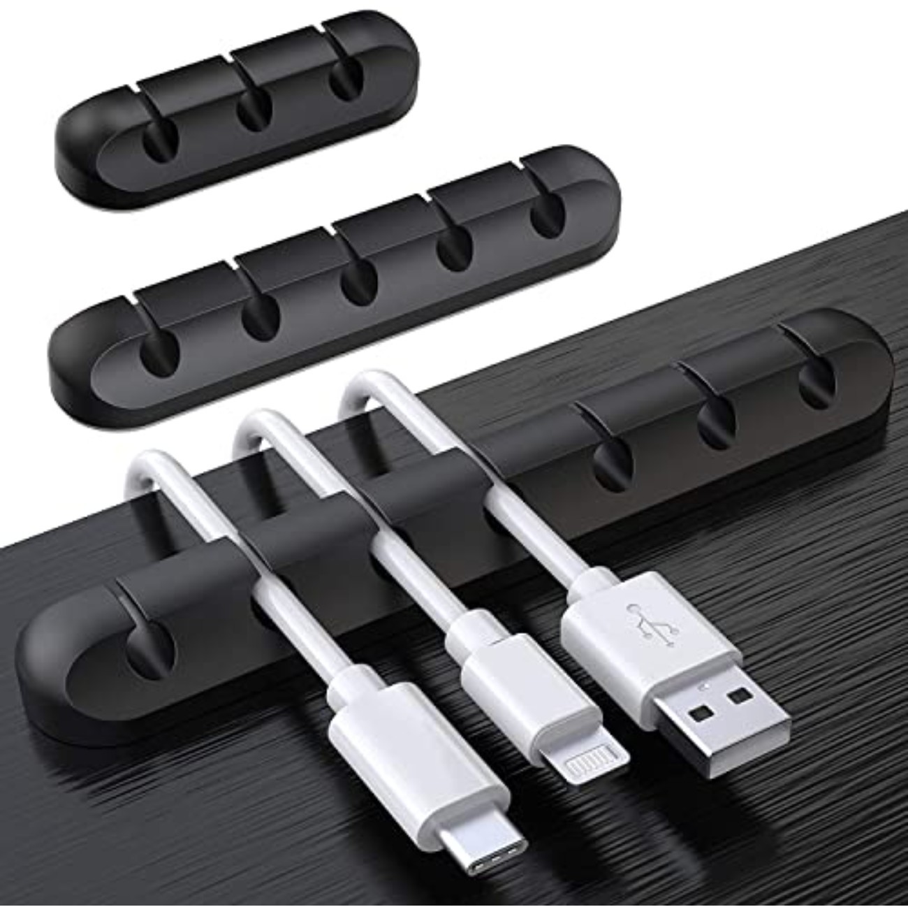Cable Holder Clips 3 Pcs Silicone Self Adhesive Black Wire Management