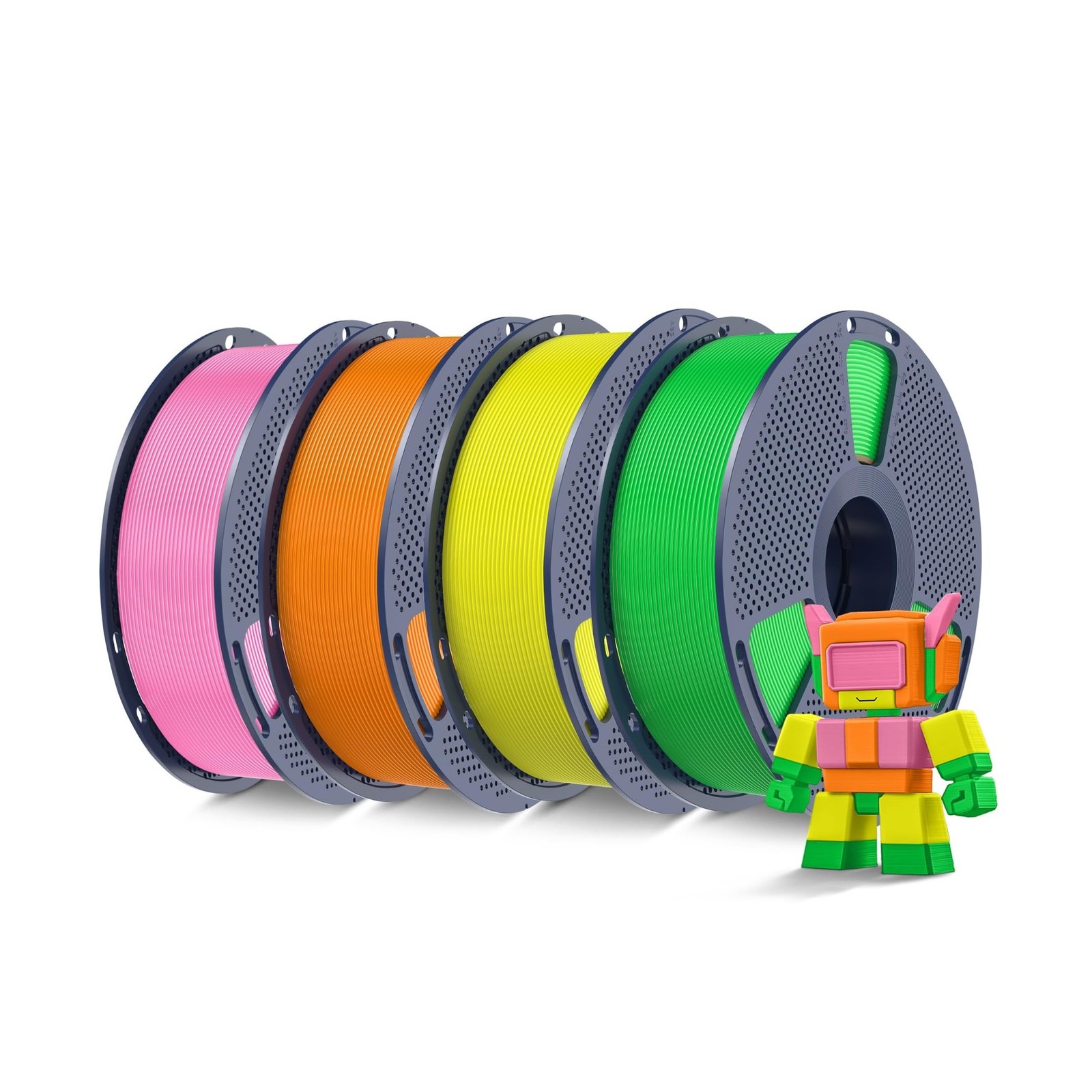 SUNLU High Speed PLA Filament 1.75mm, 4kg, Orange+Yellow+Pink+Green