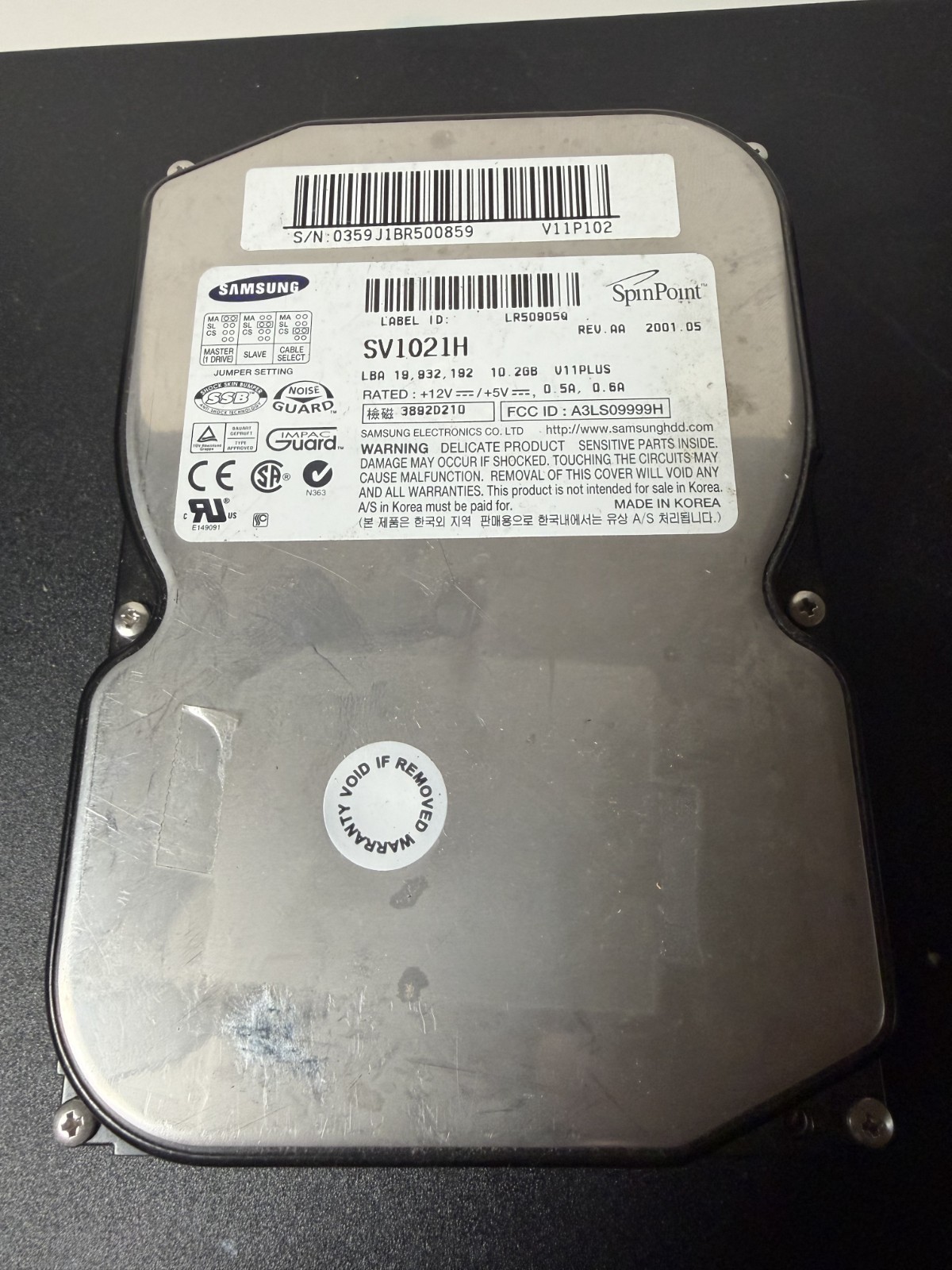 Samsung SpinPoint  SV1021H 10.2 GB 3.5" IDE Hard Drive Tested no bad sectors