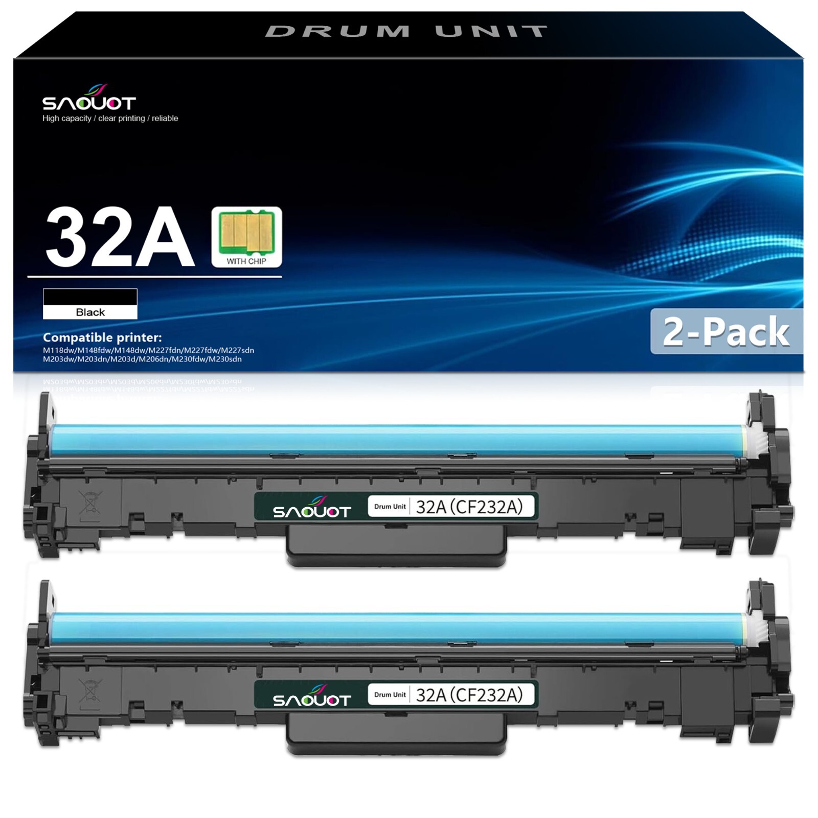 CF232A 32A Drum Unit Compatible for HP LaserjetPro M203dw M227fdw M227fdn(2Pack)