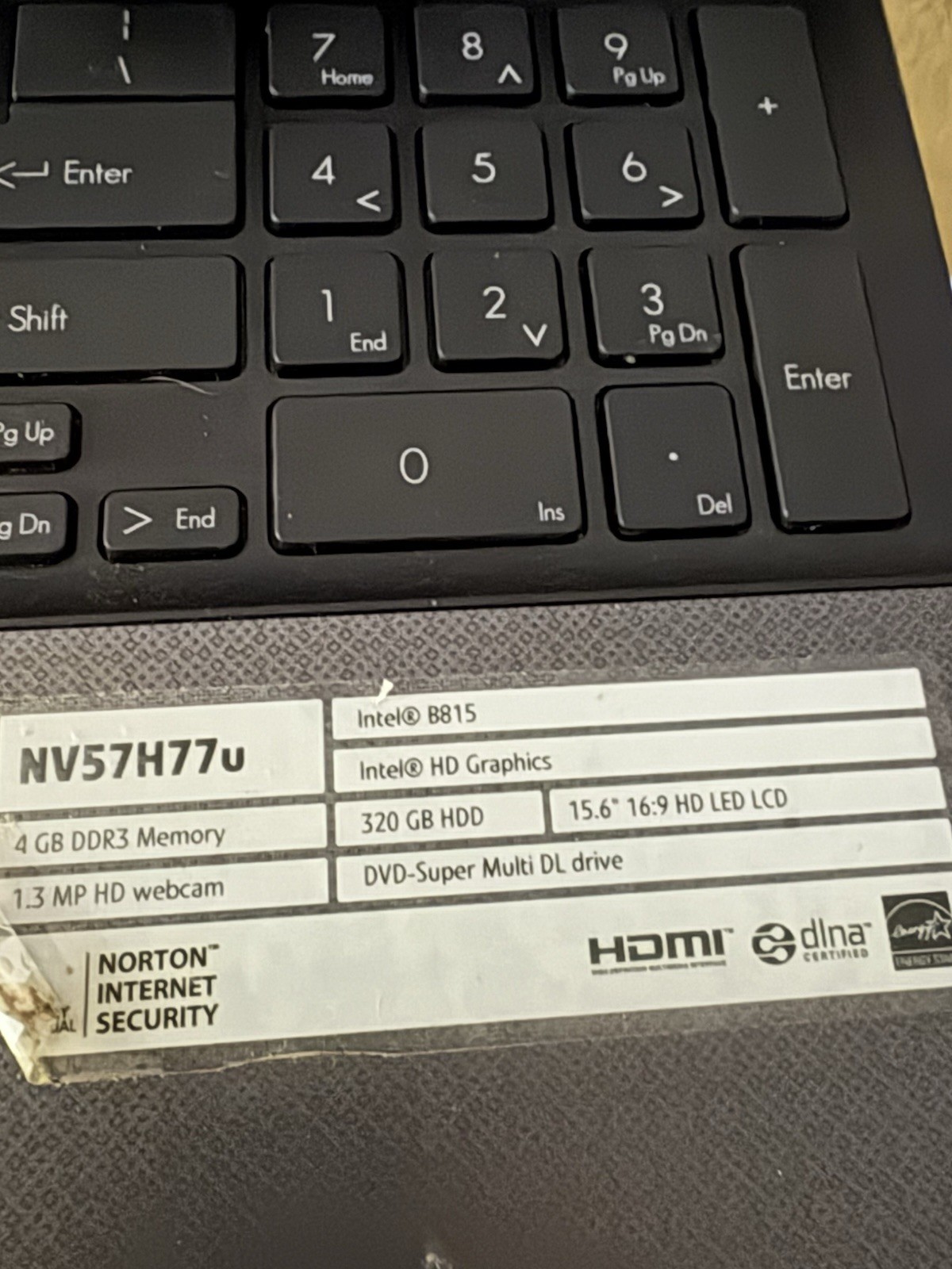 Gateway NV55C Intel Pentium P6200 2GHz 4GB RAM - Parts Powers Up