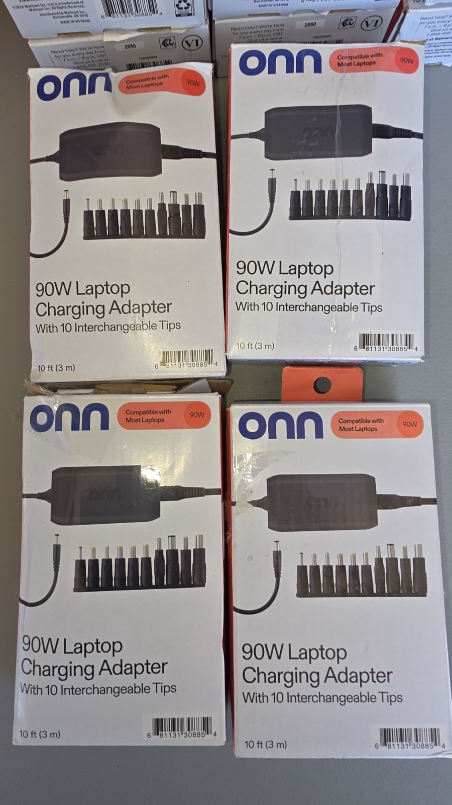 4 pack  Onn Universal 90W  Laptop Chargers Adapter With 10  tips