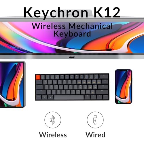 KEYCHRON K12 RGB WIRELESS MECHANICAL KEYBOARD - HOT-SWAPPABLE - BLACK/GRAY