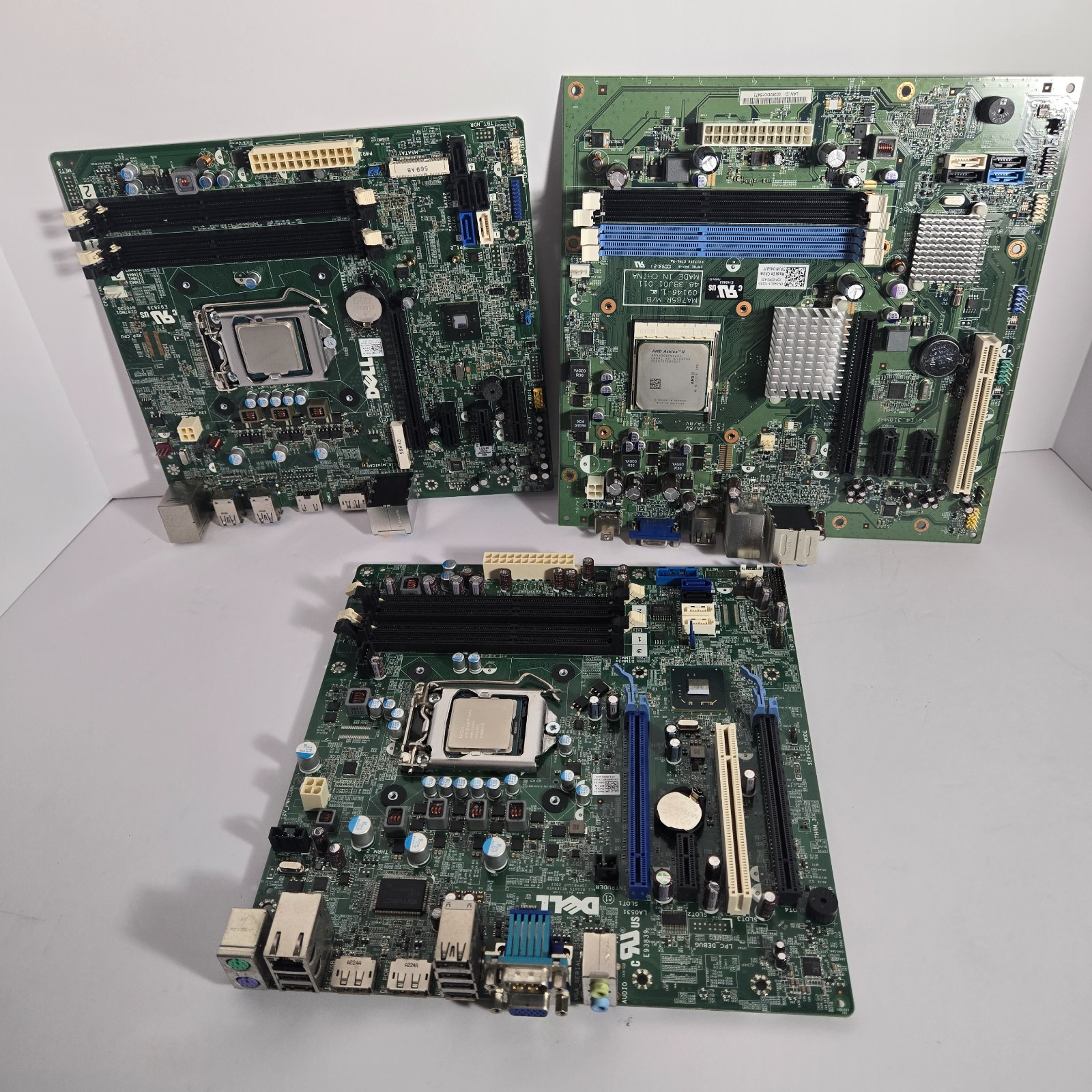 Lot of 3 Dell OEM Motherboards w/ Processors (2x Intel i7, 1x AMD Athlon)