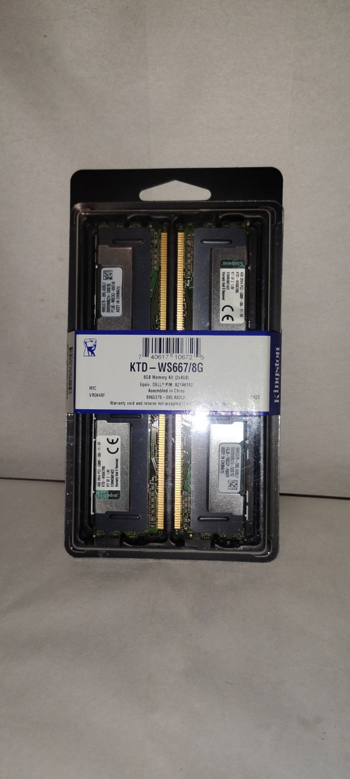 BRAND NEW KINGSTON KTD-WS667/8G 8GB 2X4GB ECC SERVER MEMORY