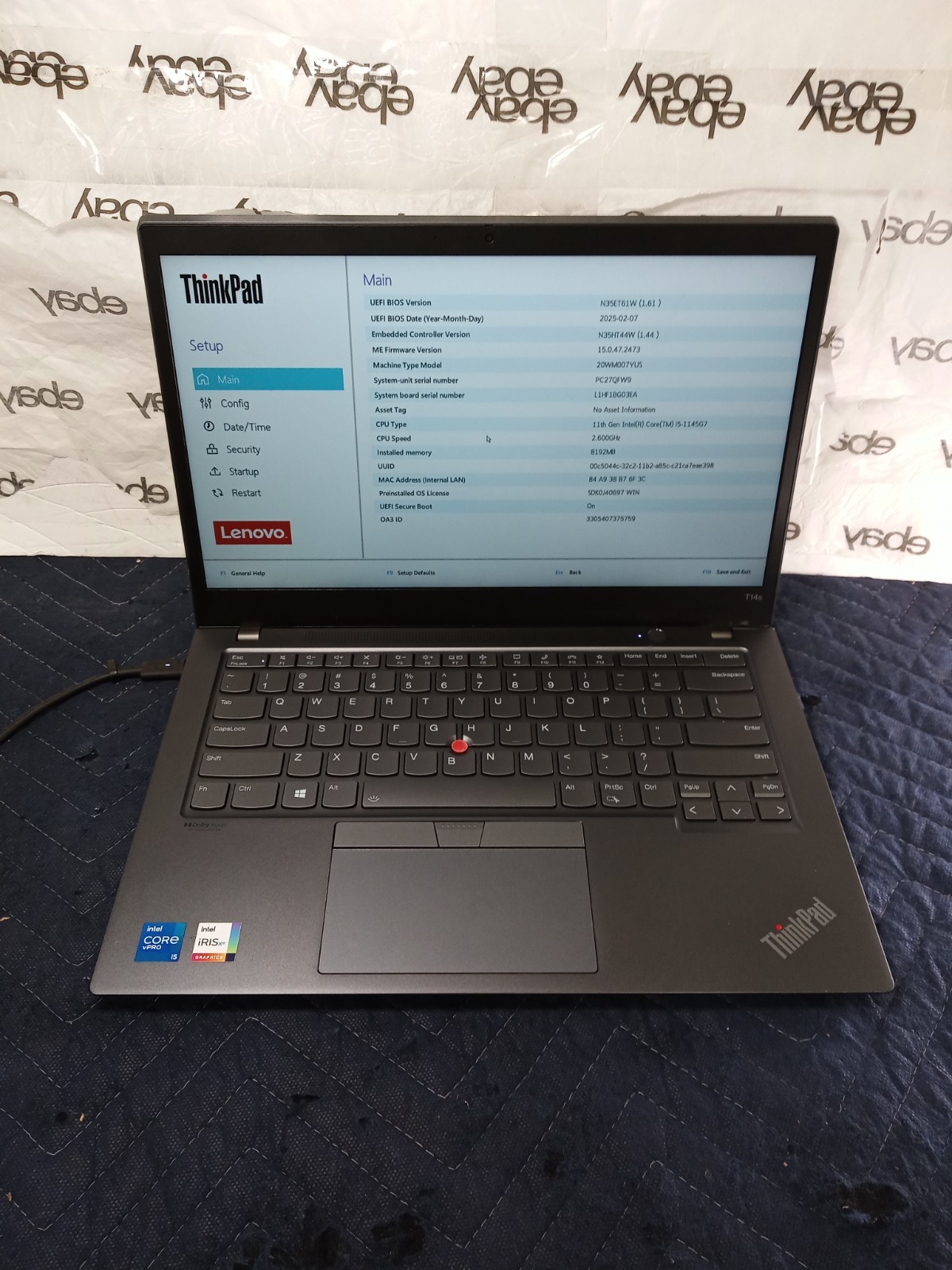 Lenovo Thinkpad T14s Gen 2 | i5-1145G7@2.6GHZ | 8GB RAM | BROKEN HINGE | READ