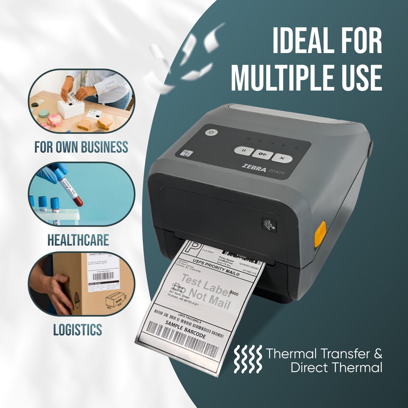Zebra ZD420 Easy-to-Use Direct & Thermal Transfer Business 4x6 Label Printer