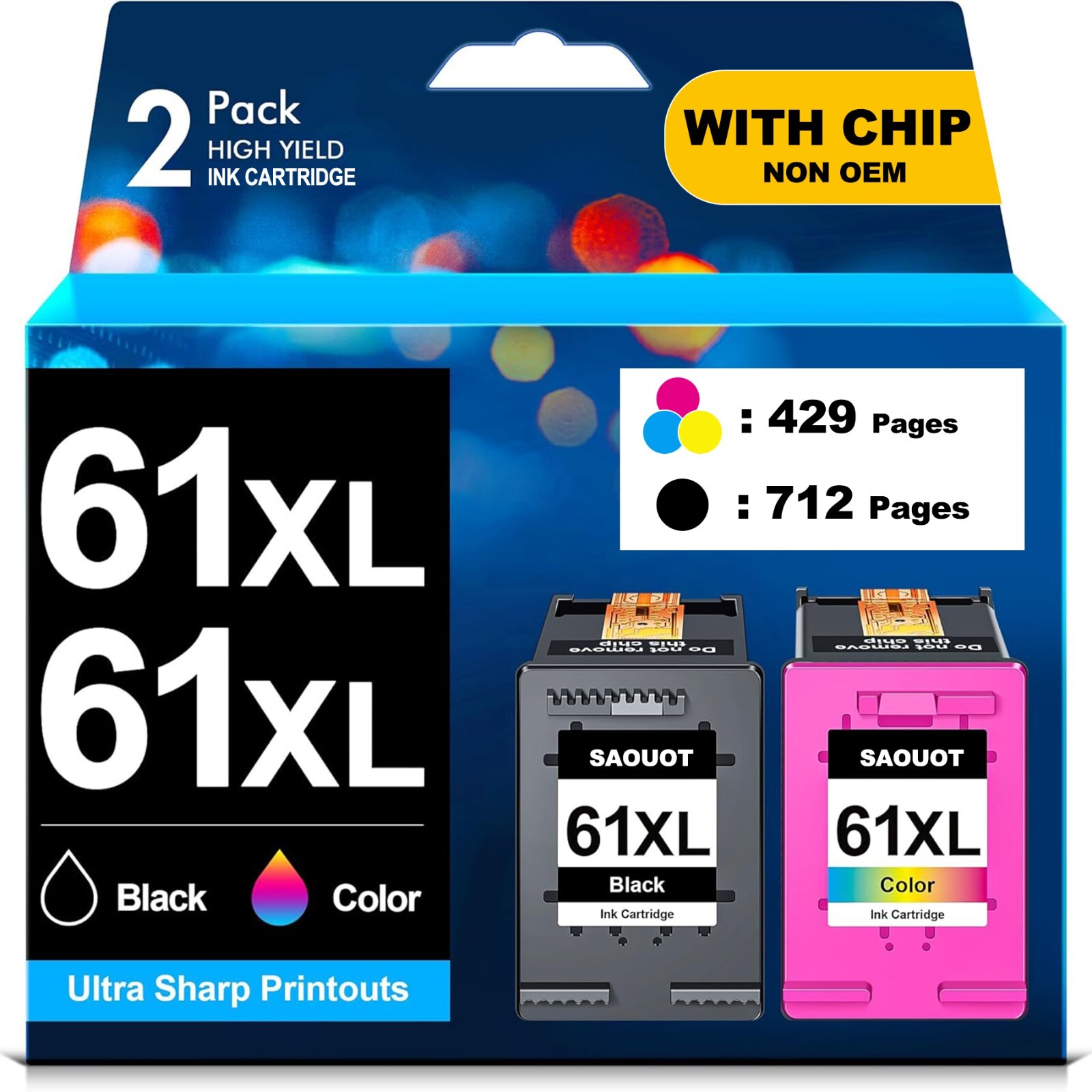 61-XL 61XL Ink Cartridges For HP Deskjet 2050 2510 2512 2514 3000 3050 3050A