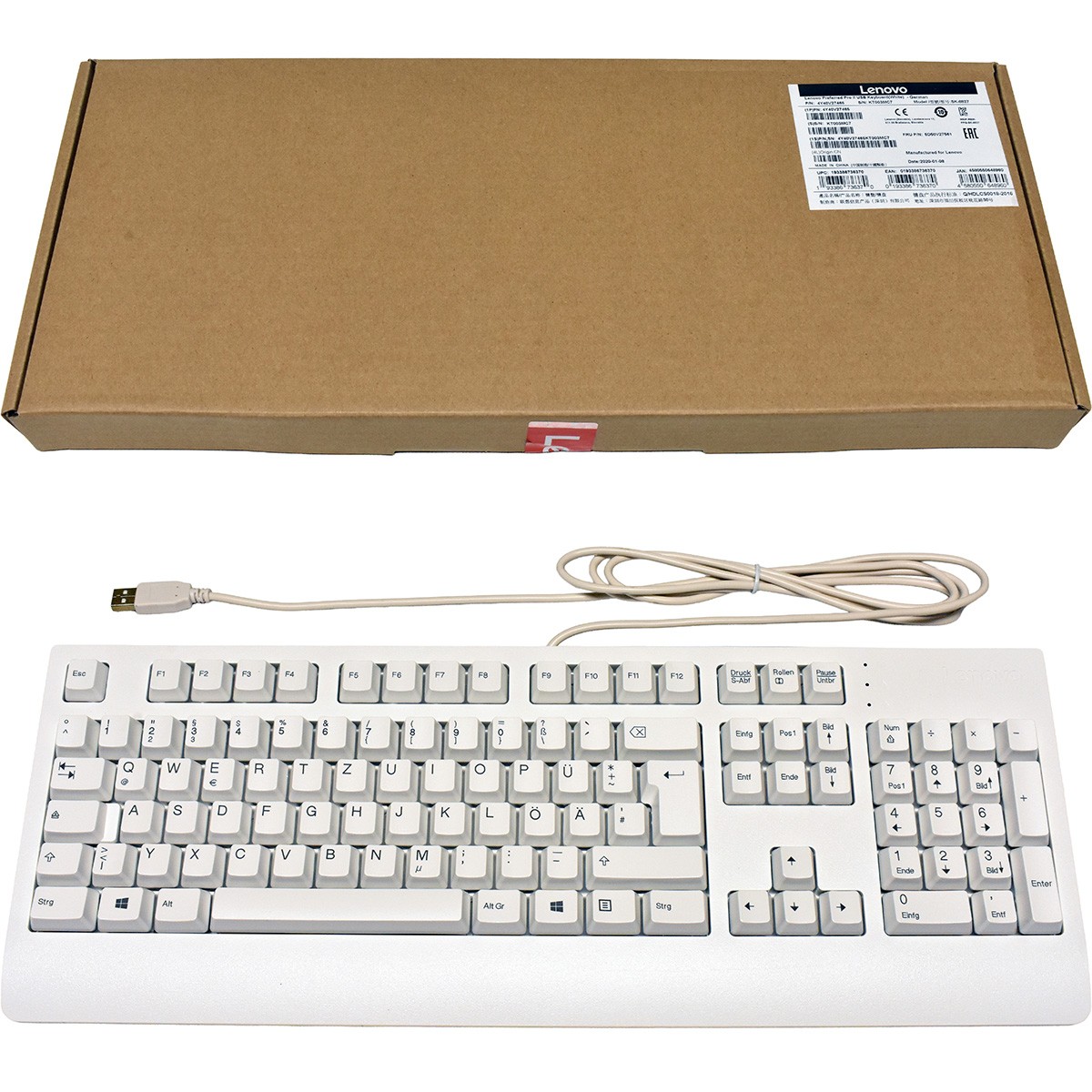 Lenovo Prefered Pro II USB Keyboard SK-8827 5D50V27561 DE QWERTZ White NEW NEW
