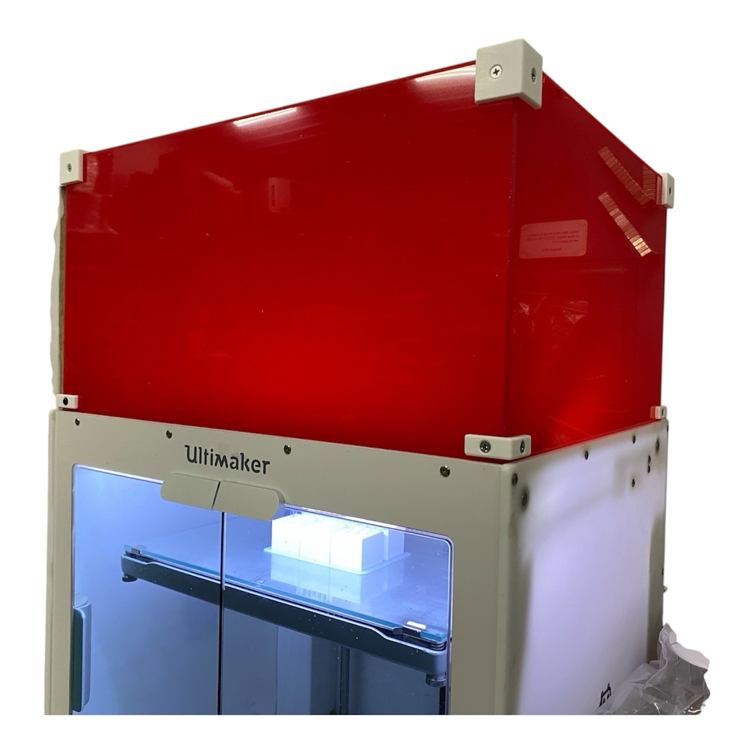 Ultimaker S5  3D Printer Top enclosure New Red Plaskolite glows red with light