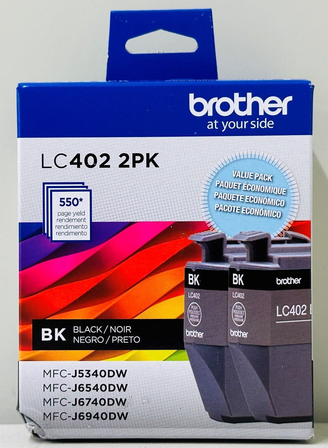 New Genuine Brother LC402 Black 2PK Ink Cartridge Box