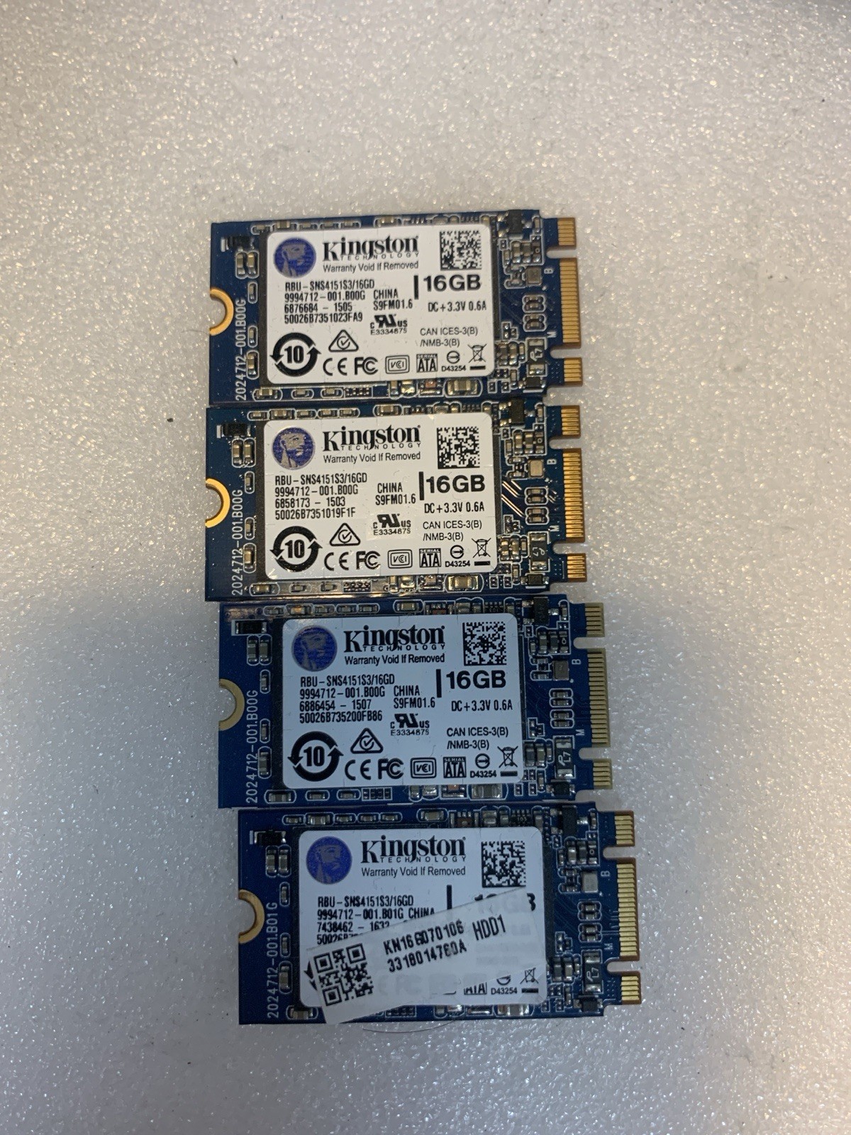 Lot of 4 Kingston 16GB mSATA SSD RBU-SNS4151S3/16GD Industrial Embedded Drives