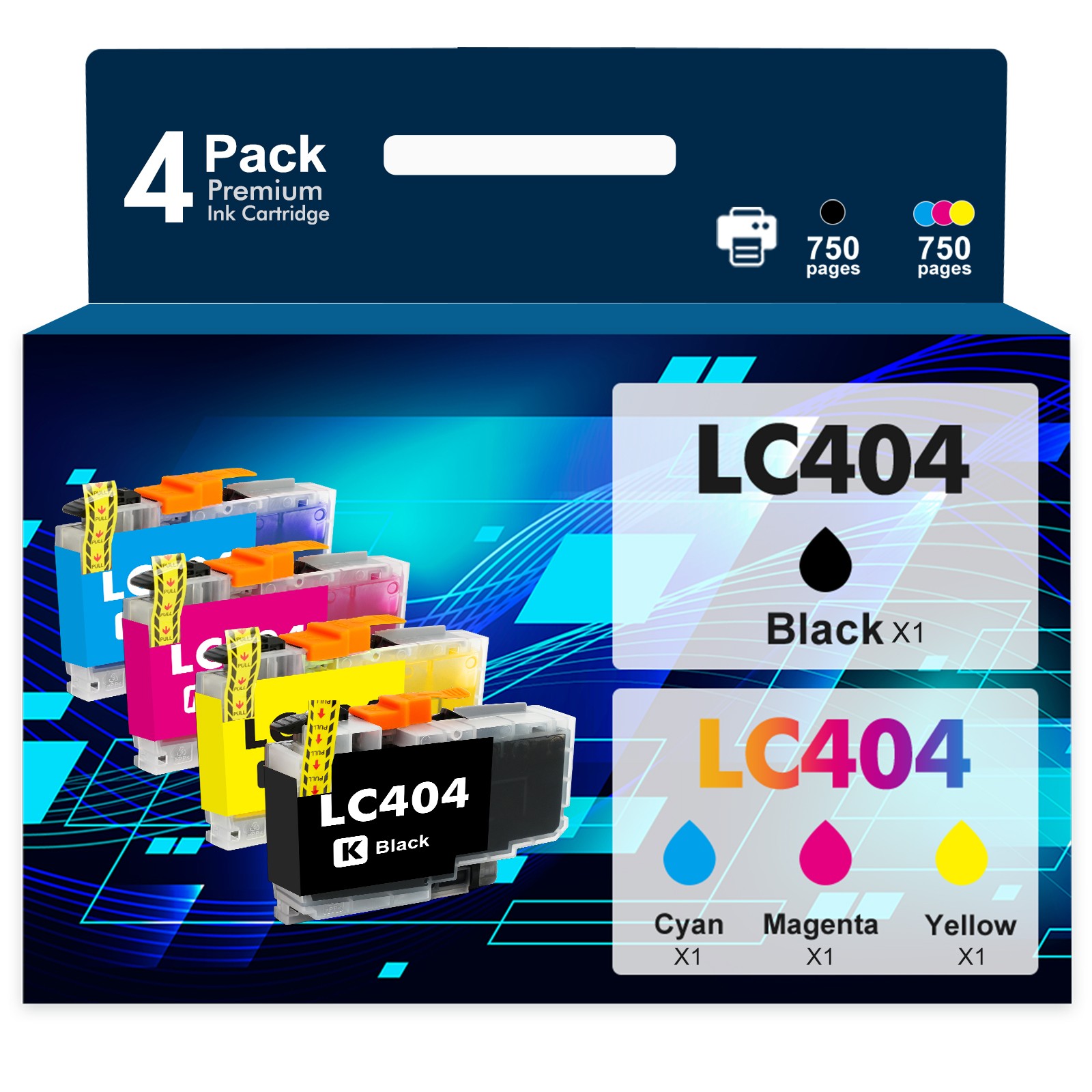 4PK LC404 LC404XL Ink Cartridges for Brother MFC-J1205W MFC-J1215W MFC J1205W XL
