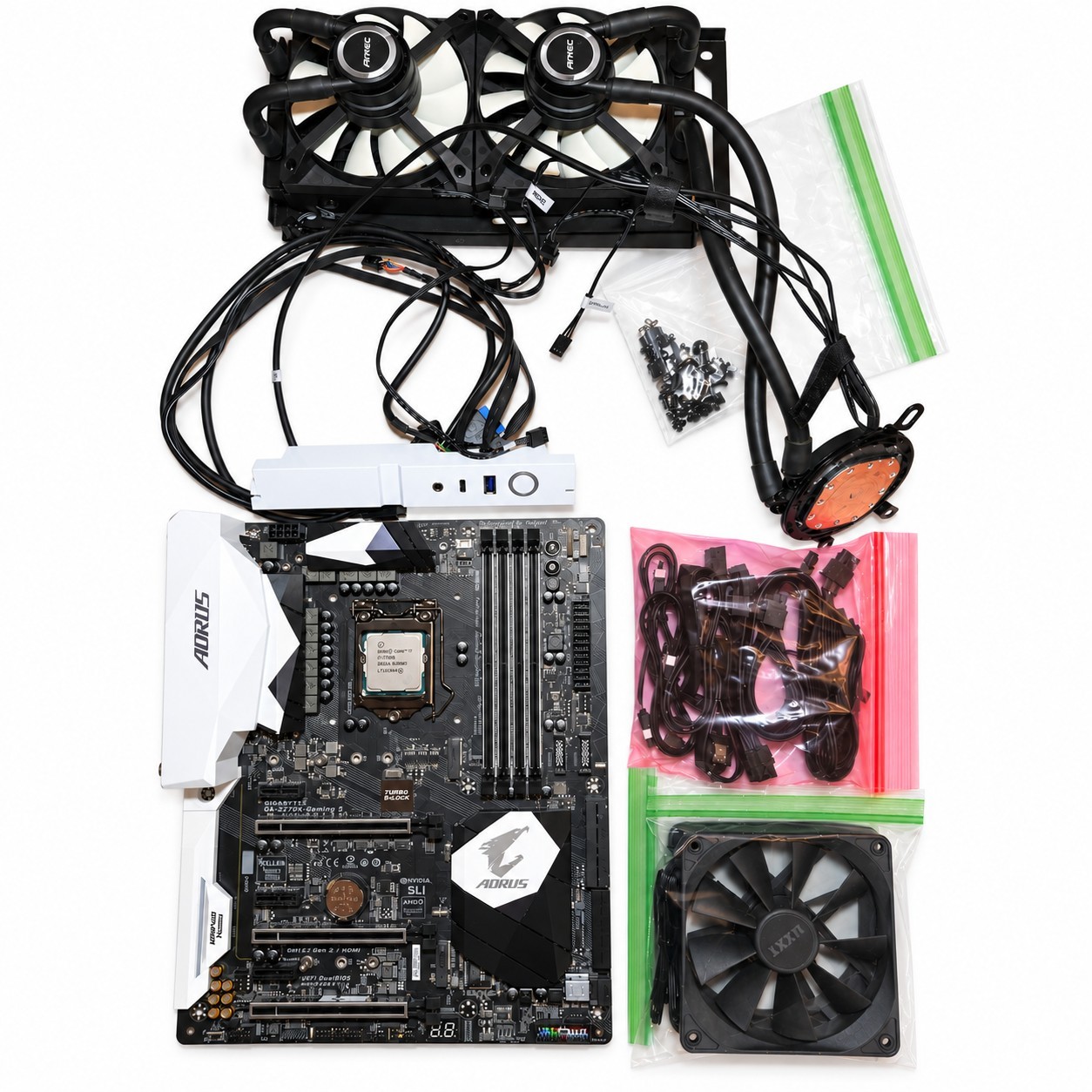 Gigabyte AORUS Z270X Gaming 5 i7-7700K Antec 240mm AIO Fan Lot Untested