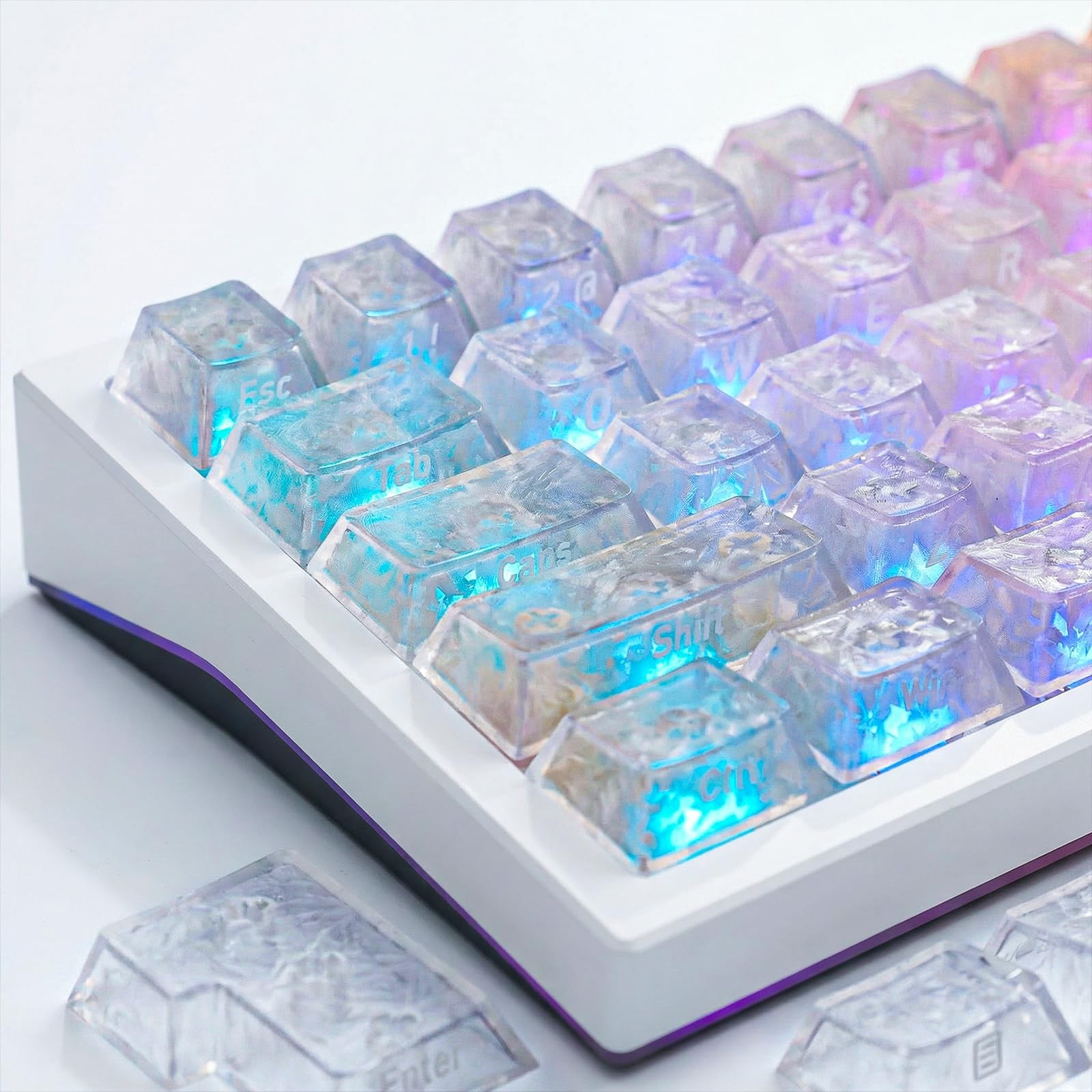Carbon Fiber 119 Key Cherry Profile Keycaps White Translucent Mechanical