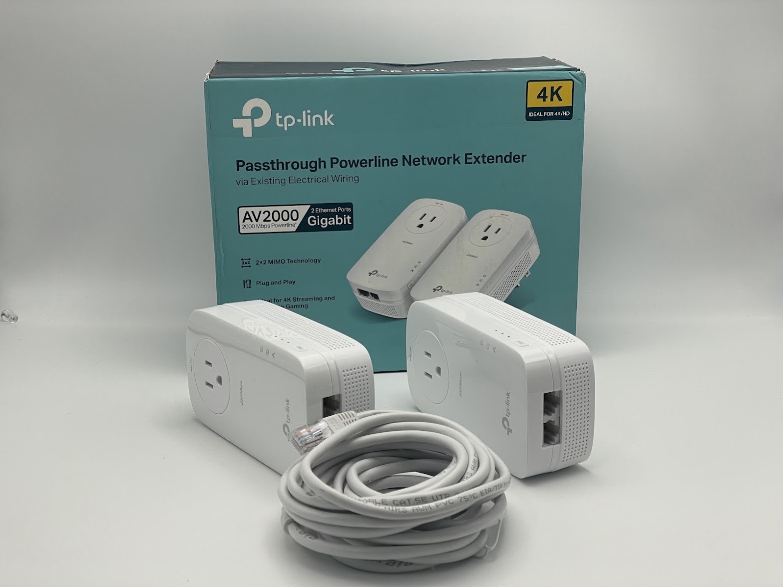 TP-Link AV2000 Powerline Ethernet Adapter, Passthrough, 2 Gigabit Ports