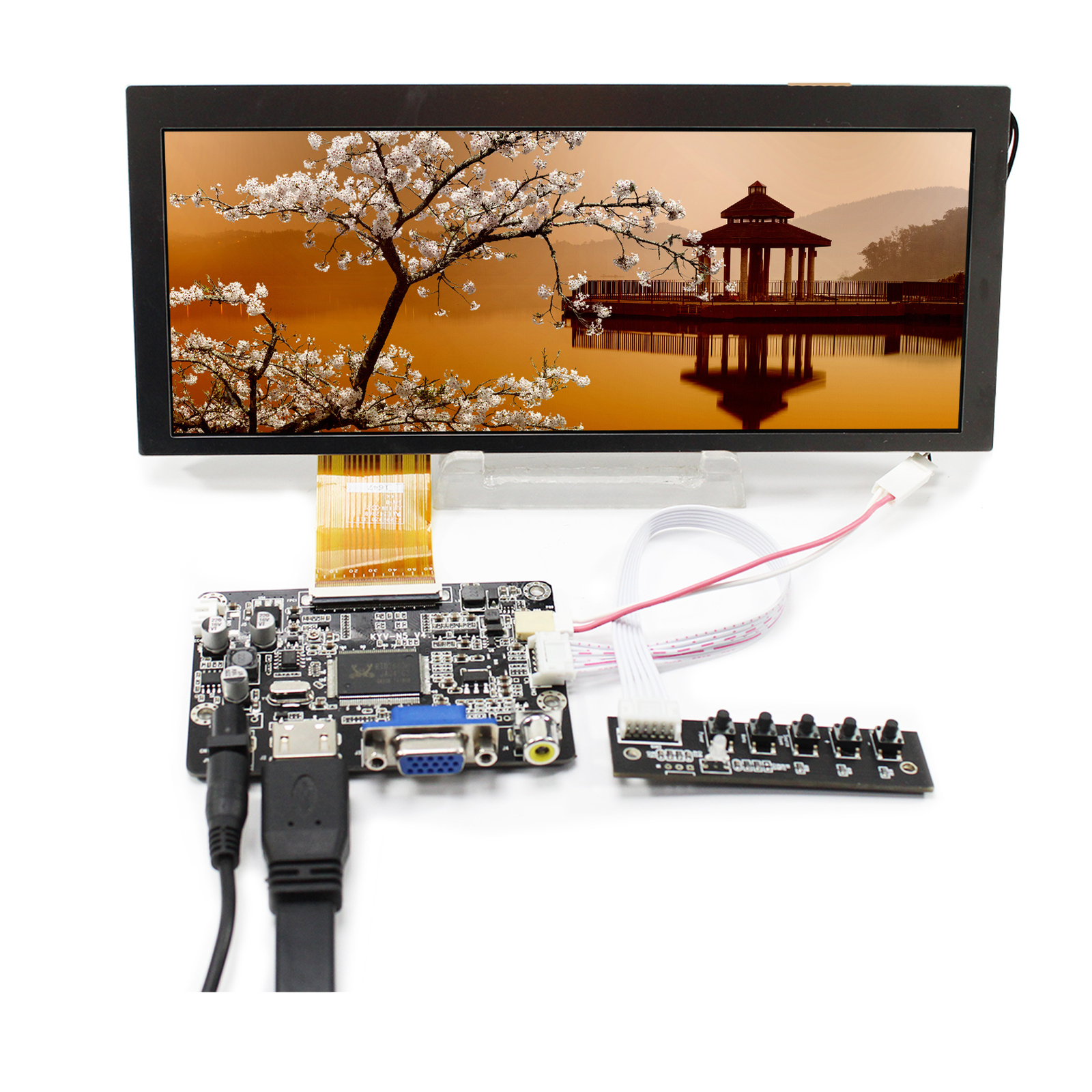 HD VGA AV LCD Controller Board 8.8 in CLAA088WA01 XN 1280x480 LCD Screen