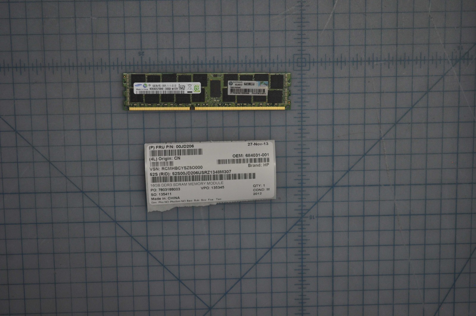 HP  16GB DDR3 SDRAM MEMORY MODULE 16 GB (1 X 16 GB) - DDR3 SDRAM USED 684031-001