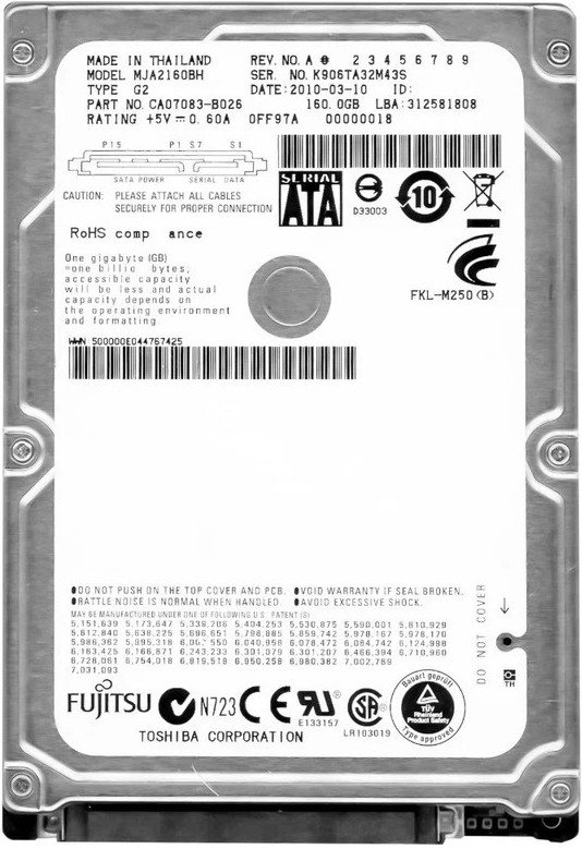 Fujitsu MJA2160BH 160GB SATA II 5.4K 2.5'' ~~