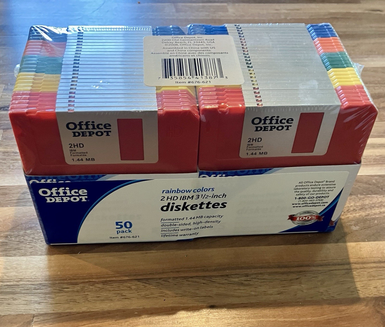 50 Pack 2HD 3.5" IBM Formatted 1.44 MB Diskettes Rainbow Colors OD (2003) NOS