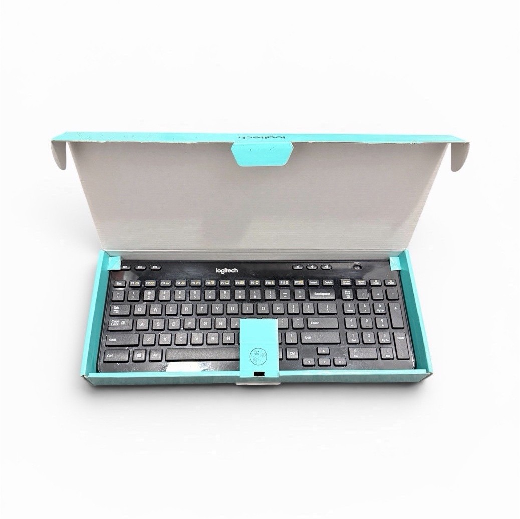 Logitech K360 Wireless Keyboard Black QWERTY w/ Dongle Included Tested