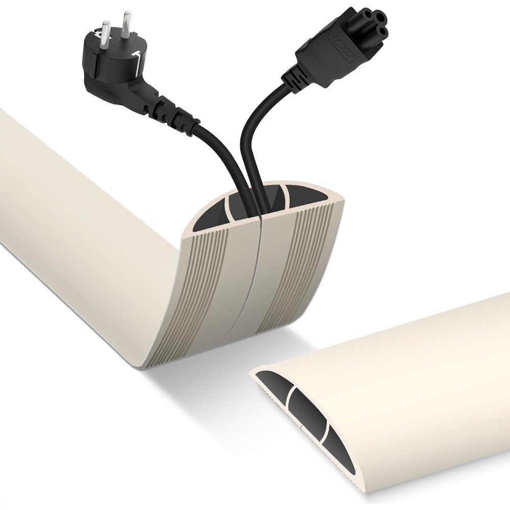 Floor Cord Cover, Cable Protector, 0.63W x 0.31H inches, Wire Cover for