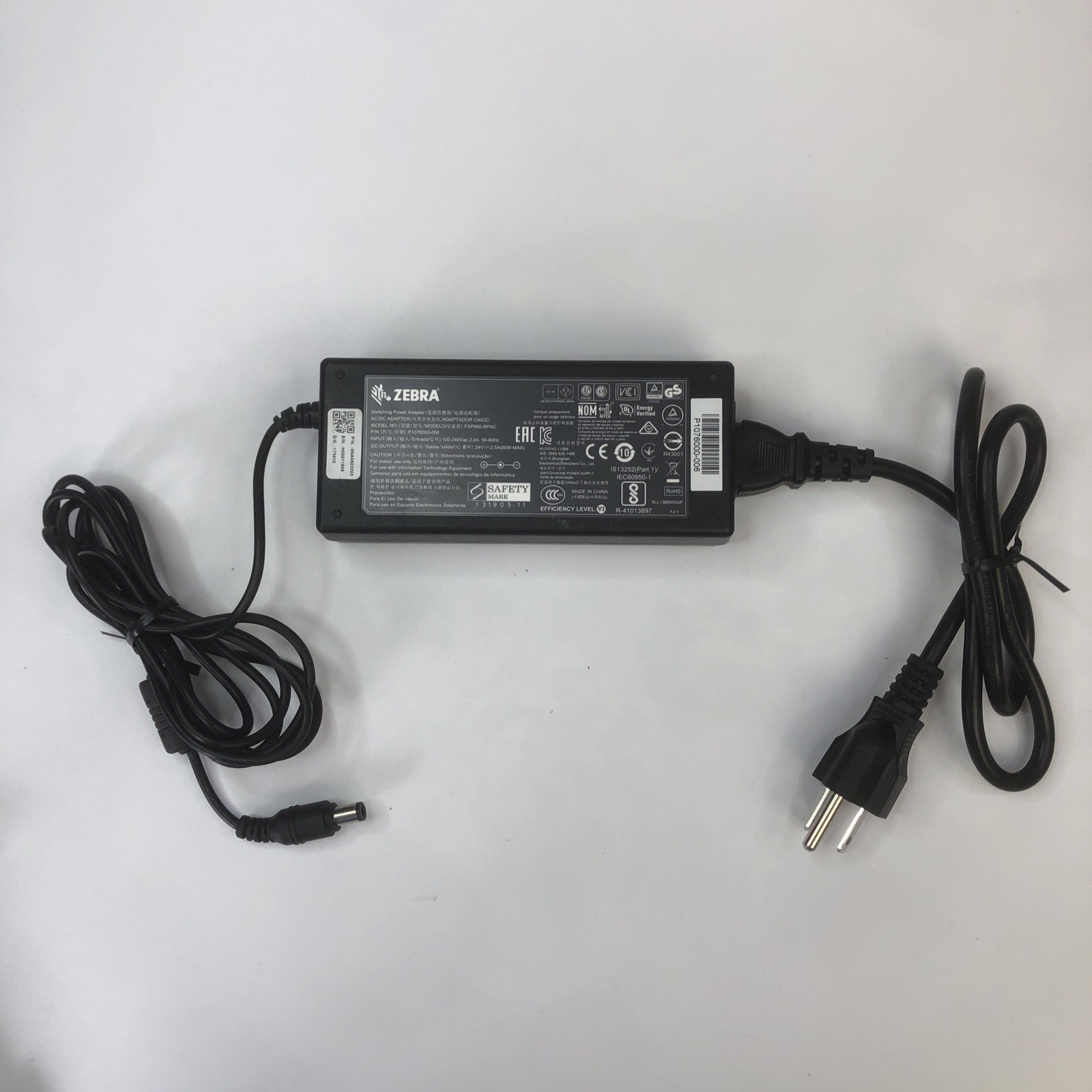Genuine Zebra 60W AC Adapter FSP060-RPAC P1076000-006 Charger 24V 2.5A OEM