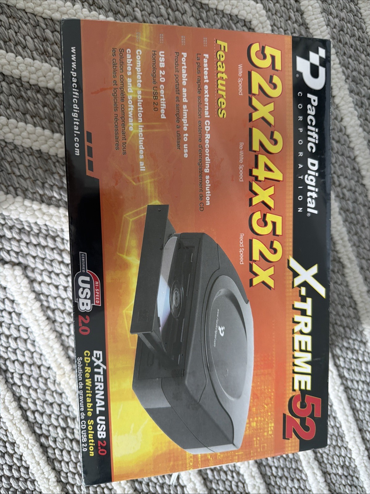 Pacific Digital X-treme 52x24x52 External CD Player Writer Rewrite Drive Sealed