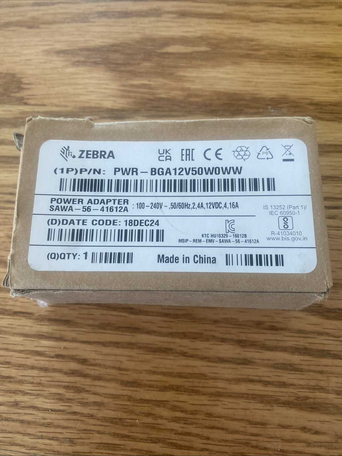 Zebra Genuine SAWA-56-41612A PWR-BGA12V50W0WW 50w 12v 4a AC Adapter Power Supply