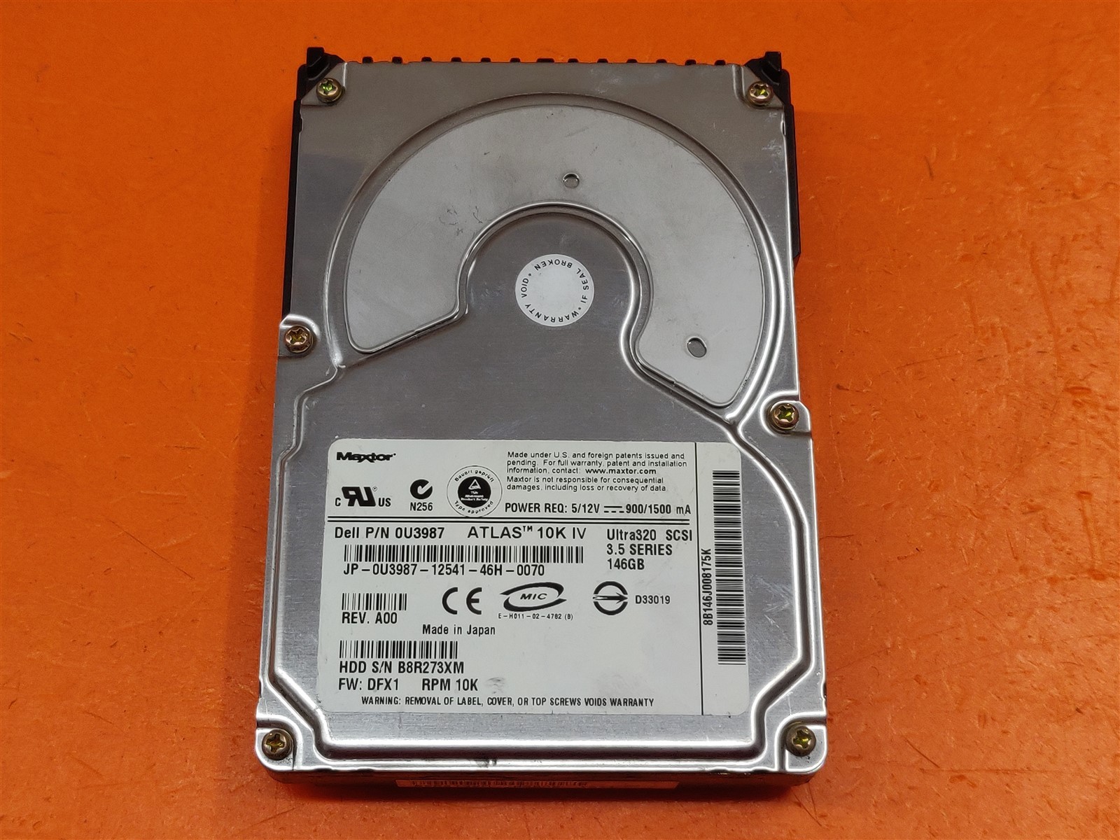 ⭐️⭐️⭐️⭐️⭐️ *UNTESTED* HDD Hard Drive Maxtor Dell 0U3987 146GB Ultra320 10K SCSI