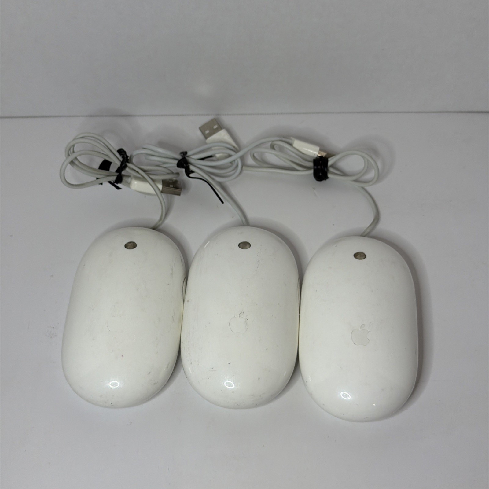 Lot of 3 Apple A1152 USB-Wired Mighty Mouse Fair Condition Untested