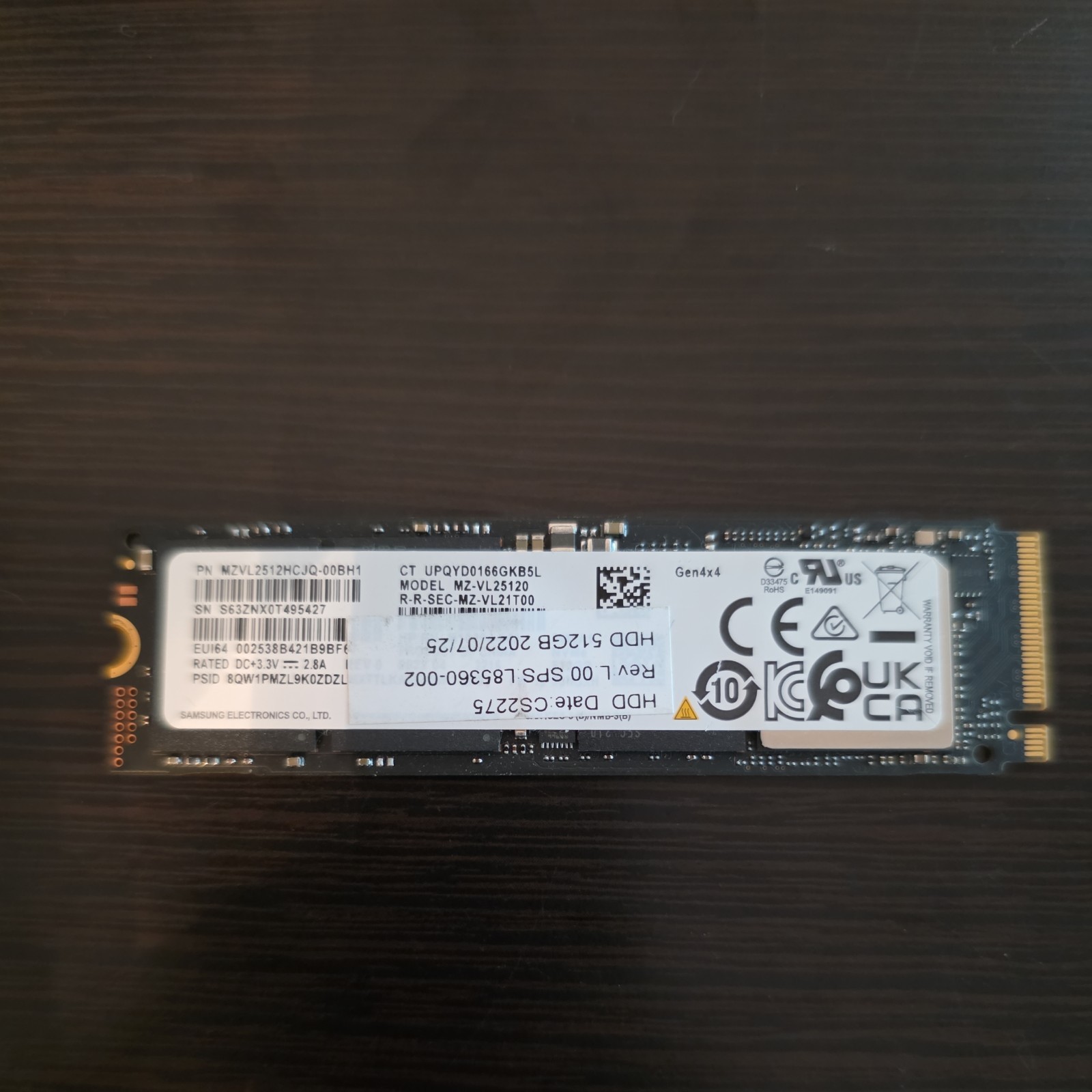 M.2 MZ-VL25120 Samsung 512GB PCI-Express 4.0x4 (NVMe) Internal Solid State Drive