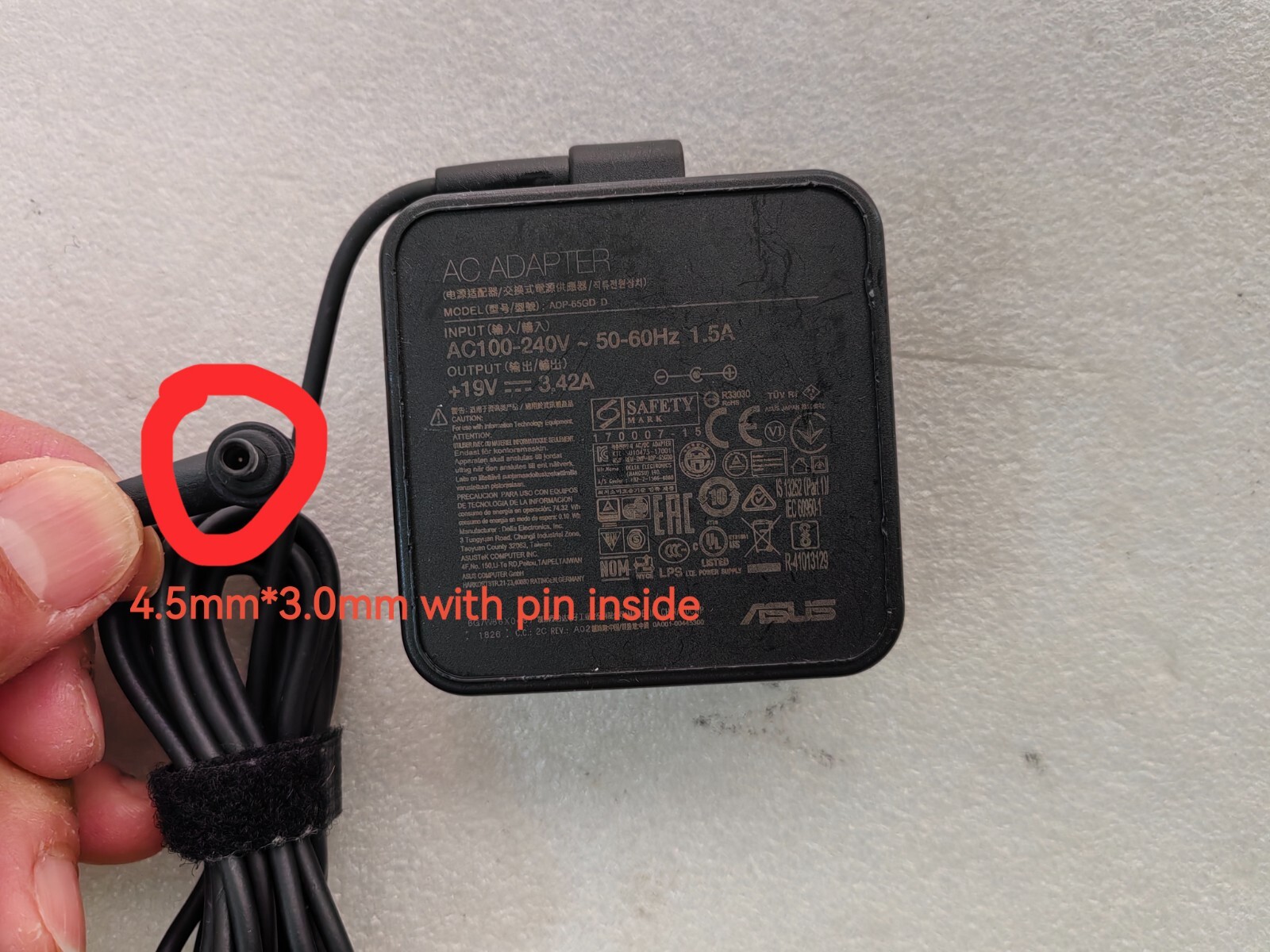 100%Original 19V 3.42A 65W ADP-65GD D for Asus Q524U 4.5mm*3.0mm Pin AC Adapter