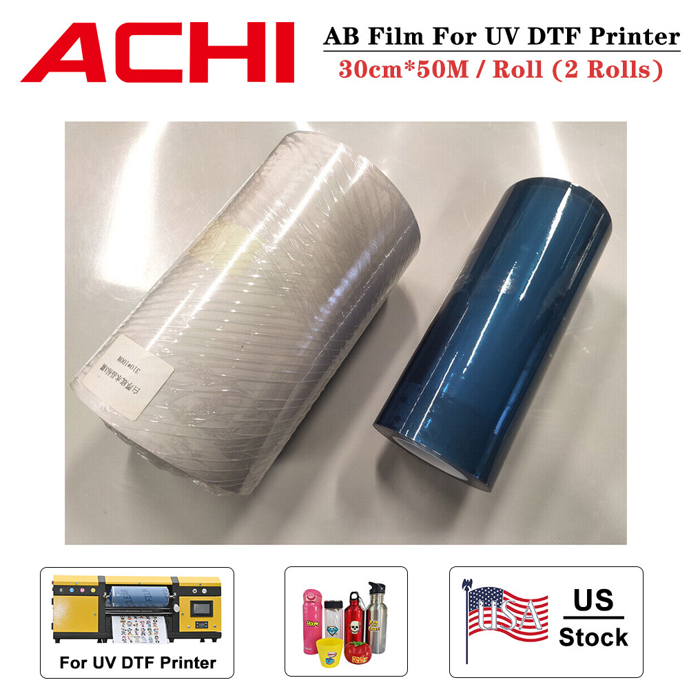 ACHI 30cm*50M AB Film Transfer Sticker For A3 UV DTF Printer 2 Rolls US Stock