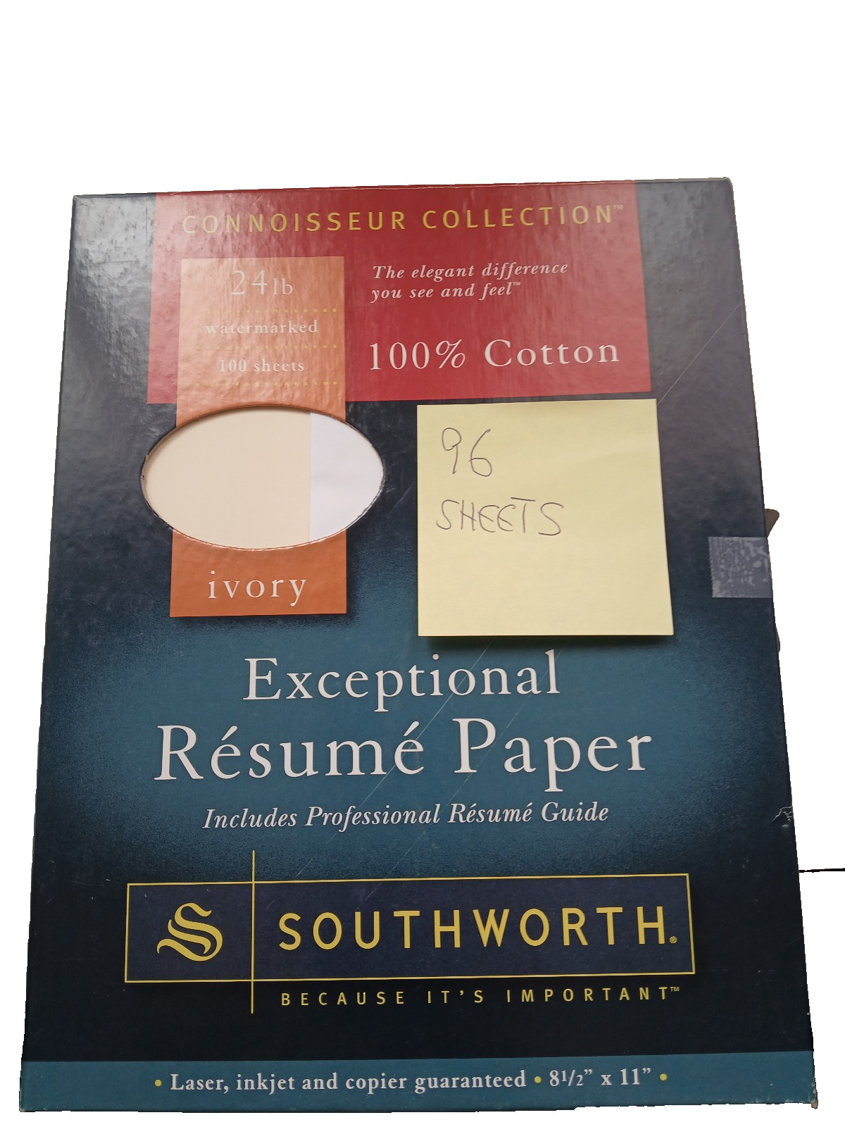 Southworth Company   Resume Paper Ivory  100% cotton  96 sheets