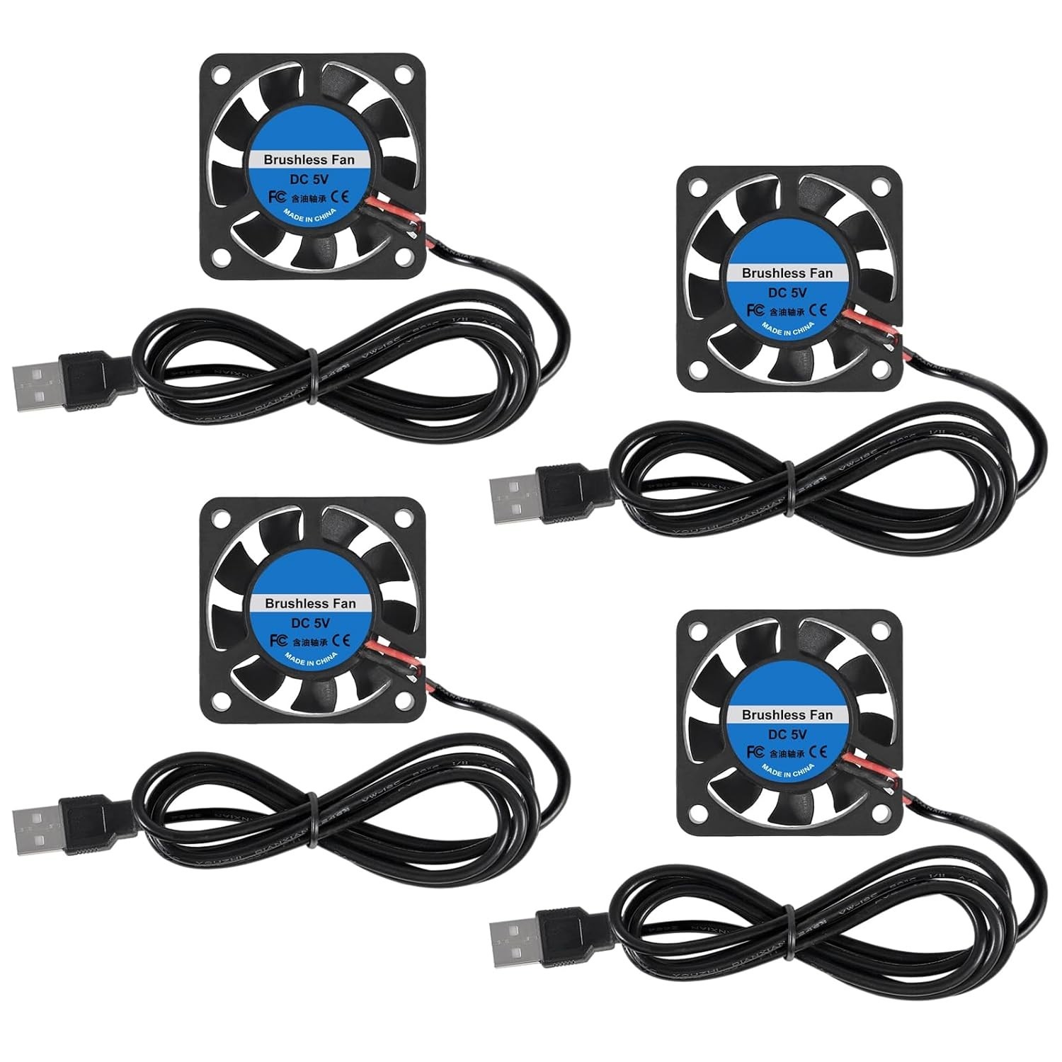 4Pcs 120mm USB Brushless Cooling Fan 5V DC Quiet Mini Computer Appliance Fan
