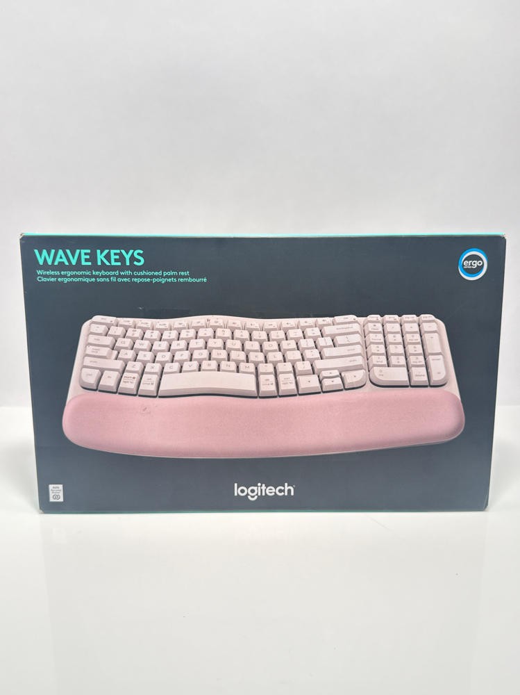 Logitech Wave Keys Wireless Ergonomic Keyboard Easy-Switch Bluetooth Rose