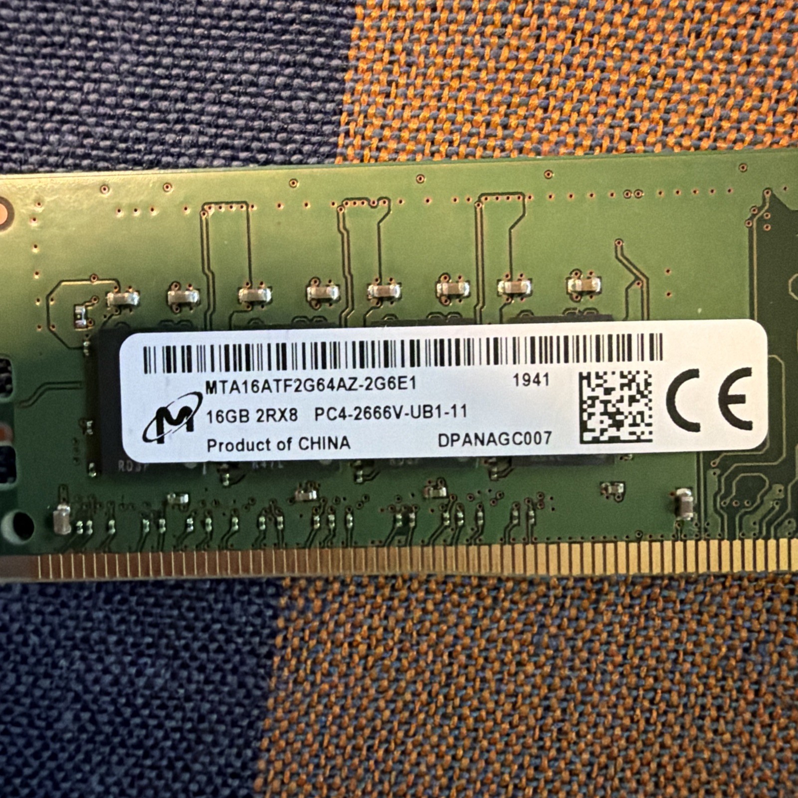 Micron 16GB Desktop RAM DDR4 2666MHz 2Rx8 PC4-2666V MTA16ATF2G64AZ-2G6E1