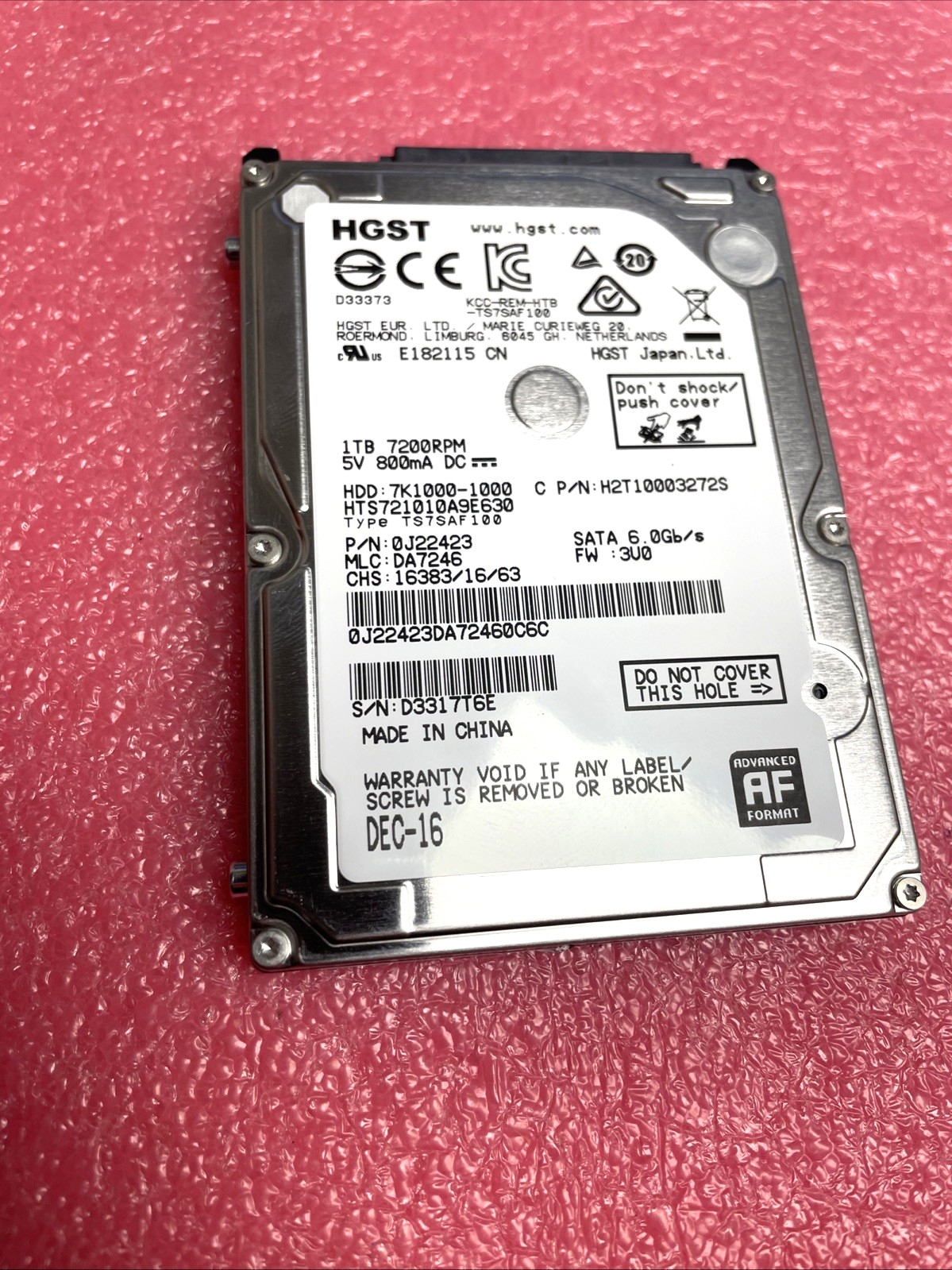 HGST 1TB HTS721010A9E630 7200RPM 6GB SATA 5V 800MA HDD.