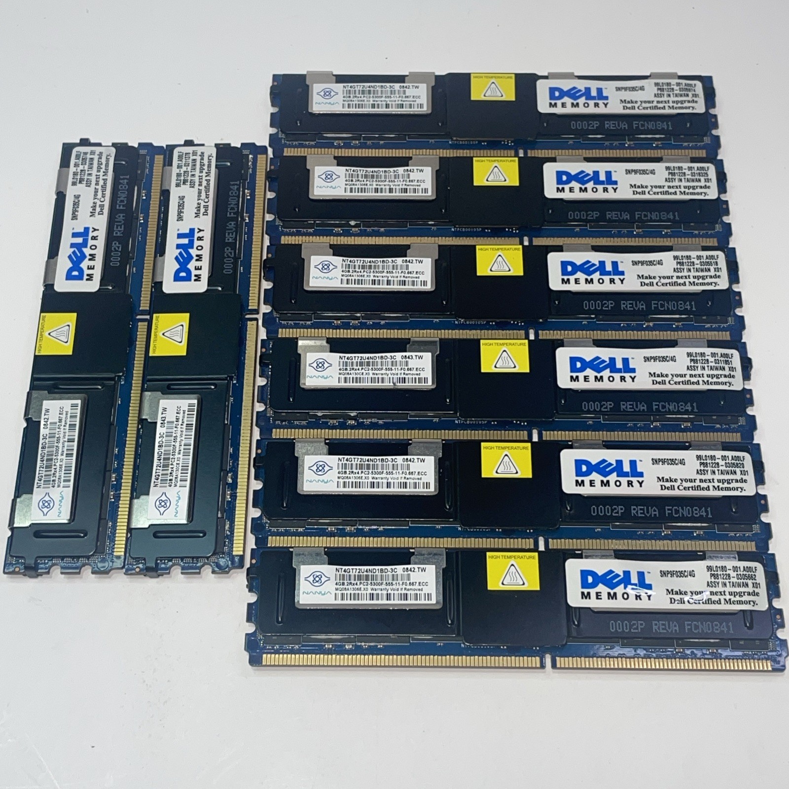 Lot of 8 NANYA NT4GT72U4ND1BD-3C 4GB DDR2-667 ECC Server Memory