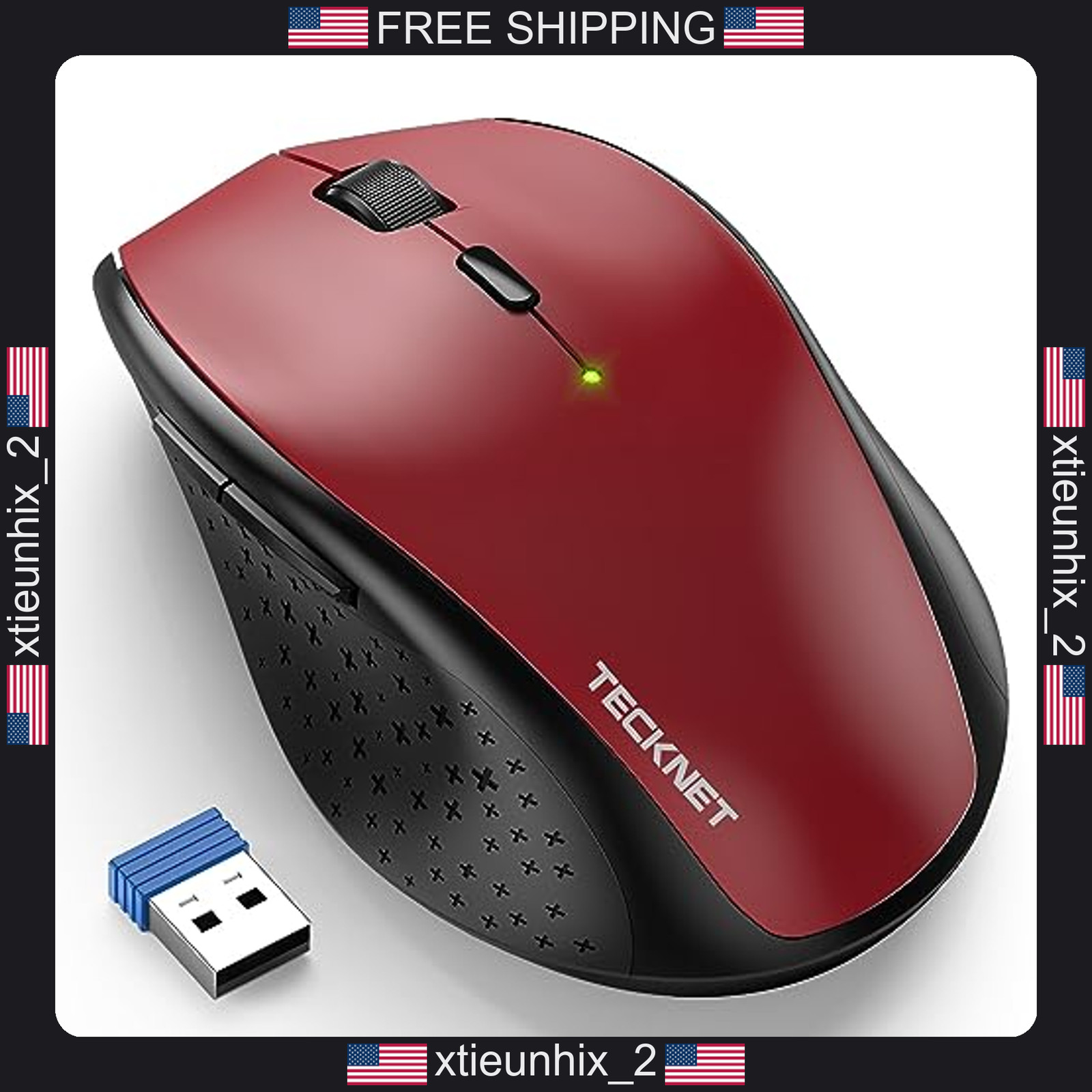 Wireless Mouse 6-Button Ergonomic 4800 DPI USB for Windows Mac Chromebook