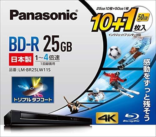 Panasonic 4X Blu-ray Disc BD-R 25GB (10p) + 50GB (1p) LM-BR25LW11S Made in Japan